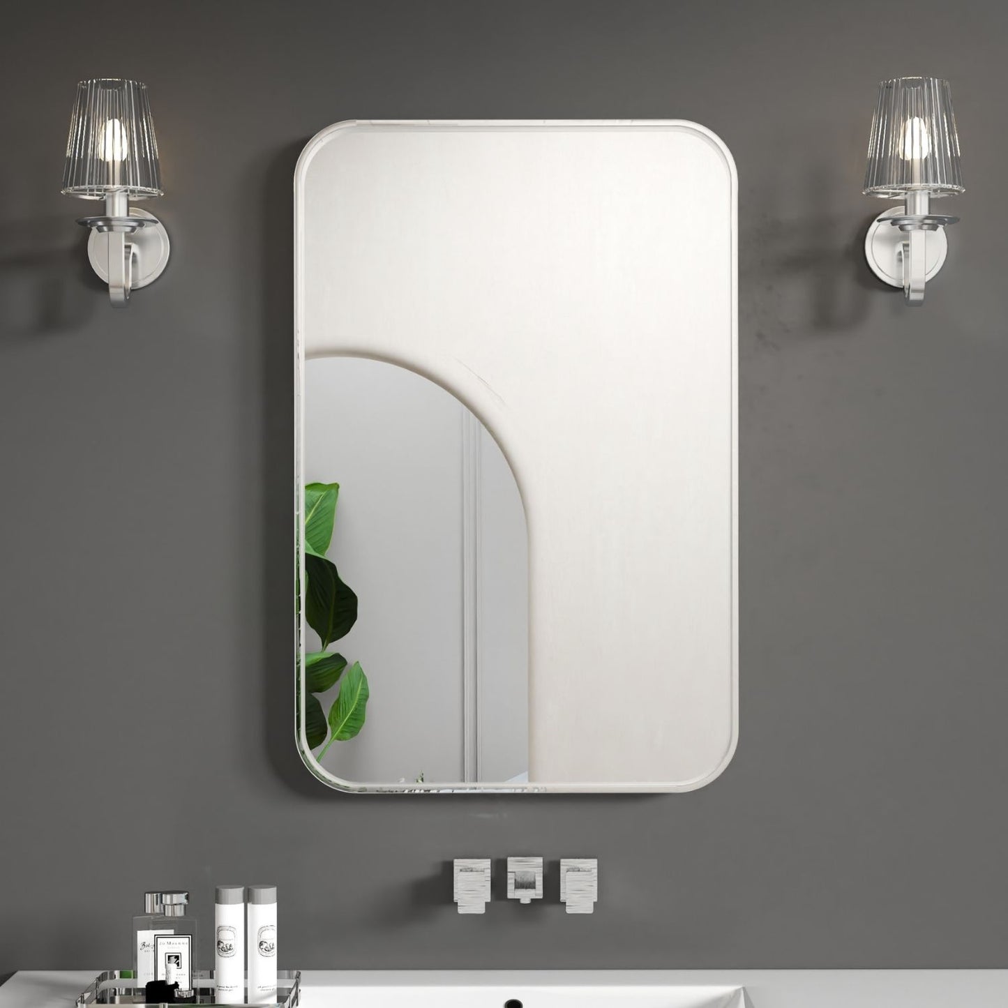 Waterpar® 36 in. W x 24 in. H Rectangular Aluminum Framed Wall Bathroom Vanity Mirror