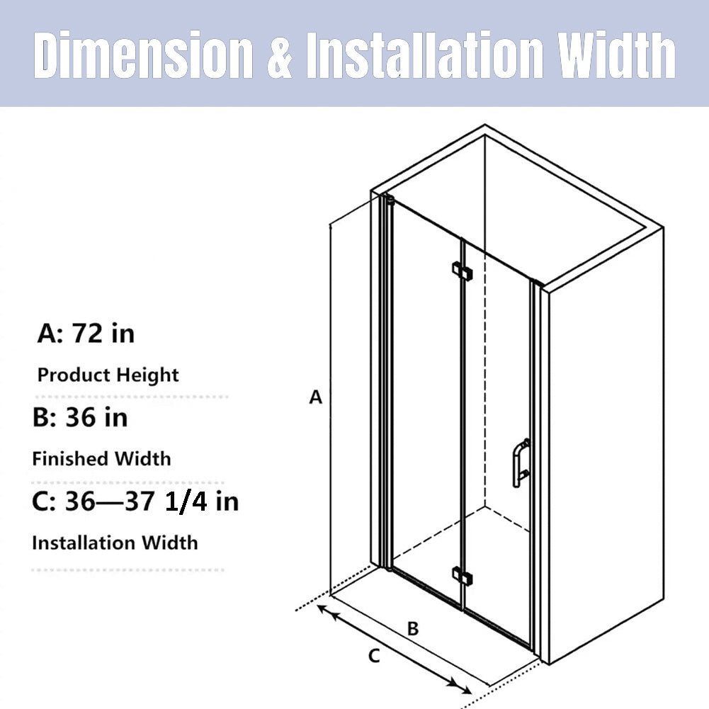 Waterpar® Bi-Fold Frameless Shower Doors in Chrome with Clear Glass