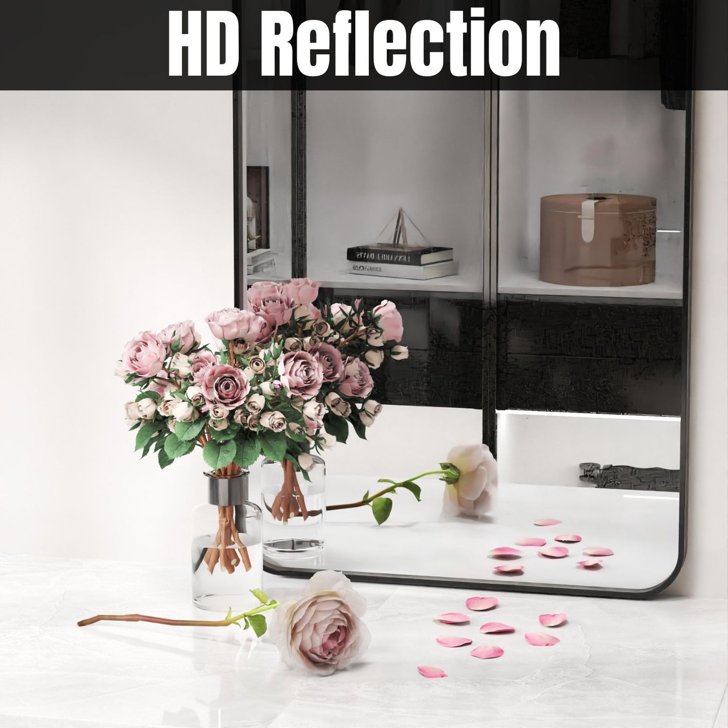 Waterpar® 36 in. W x 24 in. H Rectangular Aluminum Framed Wall Bathroom Vanity Mirror