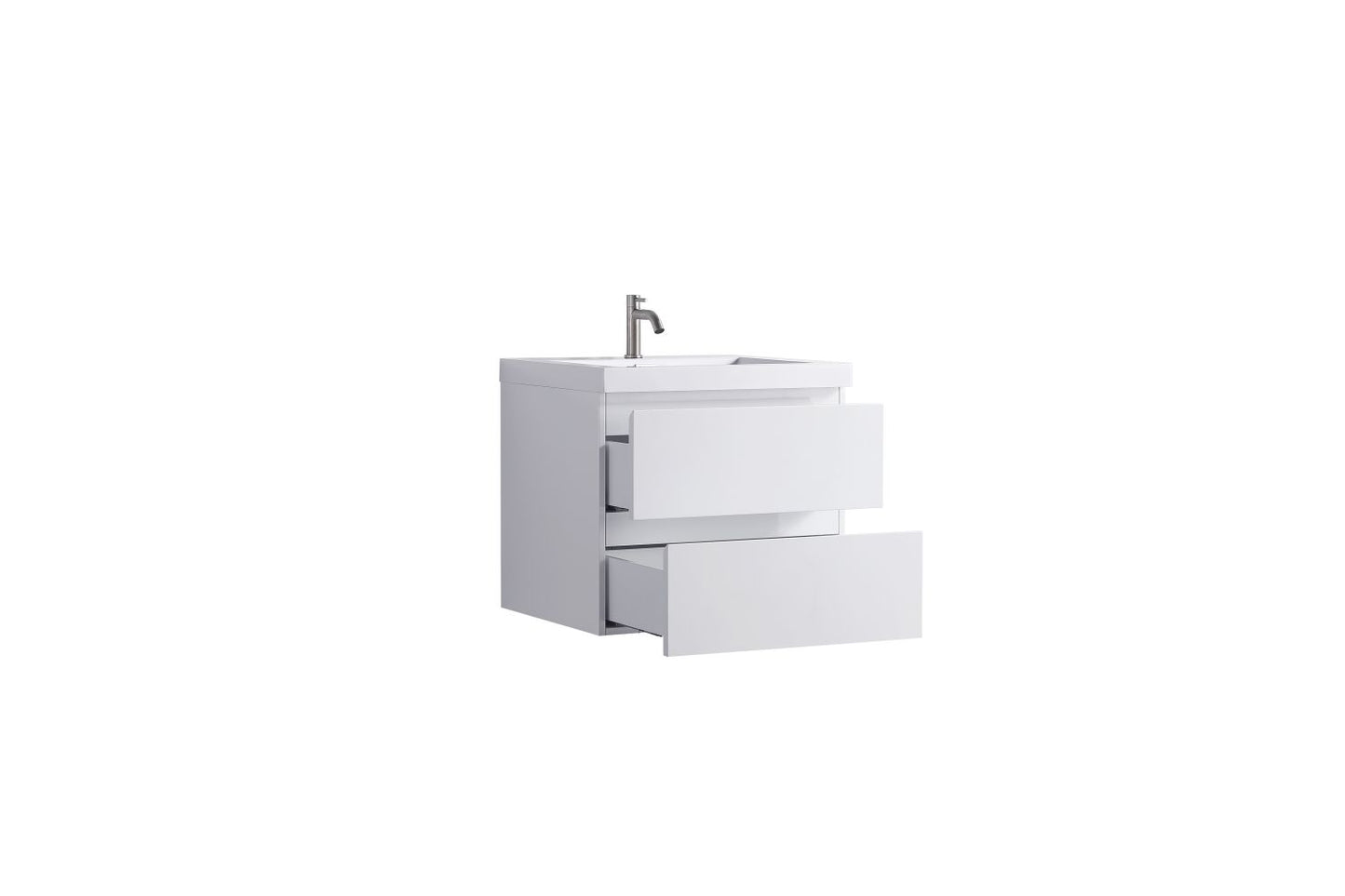 Waterpar® 23.74 in. L x 19.7 in. W x 21.65 in. H White Bathroom Cabinet with Single Resin Sink