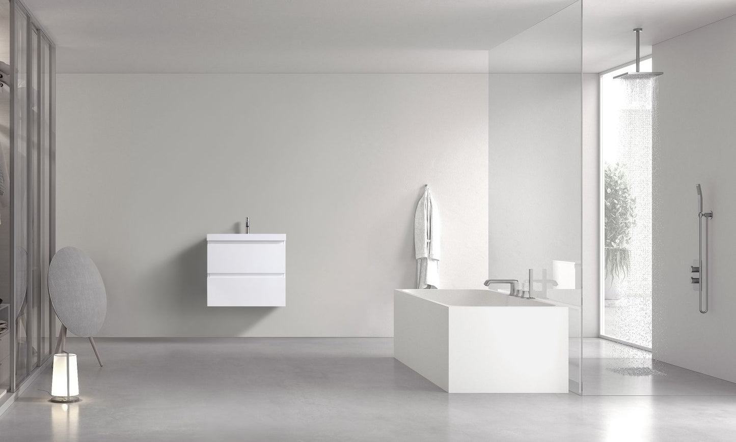 Waterpar® 23.74 in. L x 19.7 in. W x 21.65 in. H White Bathroom Cabinet with Single Resin Sink