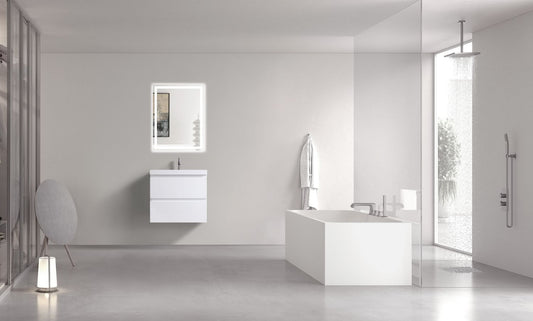 Waterpar® 23.74 in. L x 19.7 in. W x 21.65 in. H White Bathroom Cabinet with Single Resin Sink
