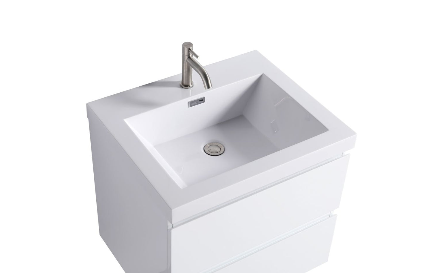 Waterpar® 23.74 in. L x 19.7 in. W x 21.65 in. H White Bathroom Cabinet with Single Resin Sink