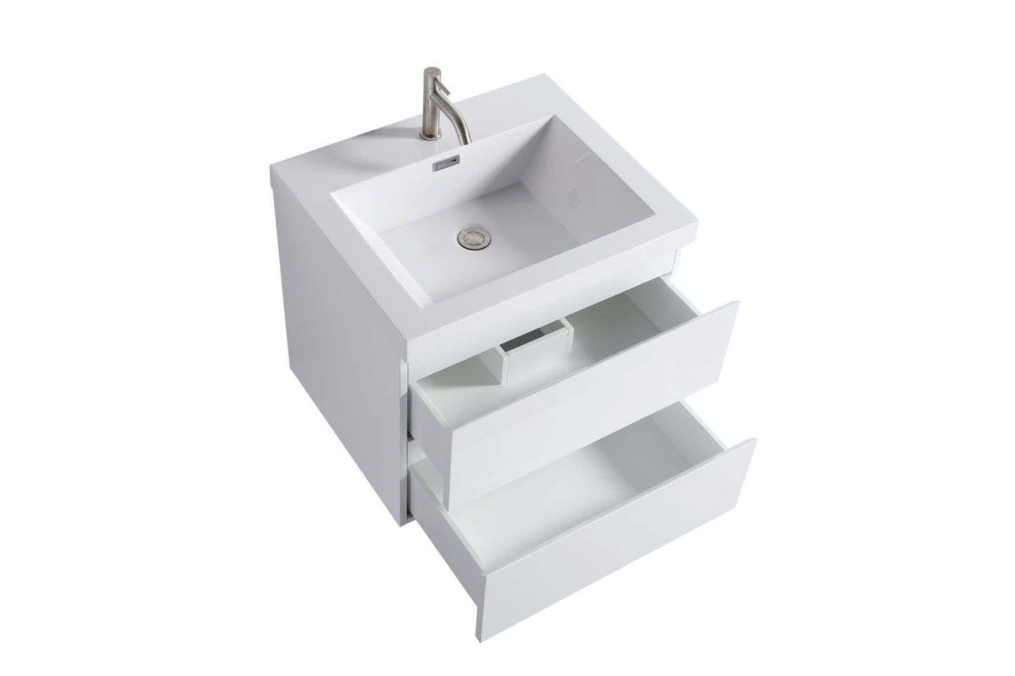Waterpar® 23.74 in. L x 19.7 in. W x 21.65 in. H White Bathroom Cabinet with Single Resin Sink