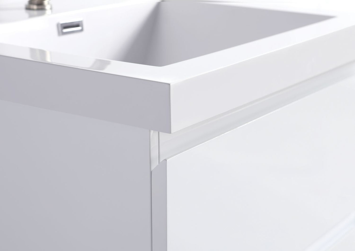 Waterpar® 23.74 in. L x 19.7 in. W x 21.65 in. H White Bathroom Cabinet with Single Resin Sink
