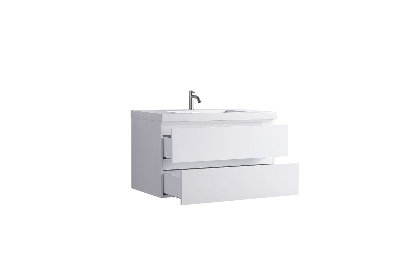 Waterpar® 35.43 in. L x 19.7 in. W x 21.65 in. H White Bathroom Cabinet with Single Resin Sink
