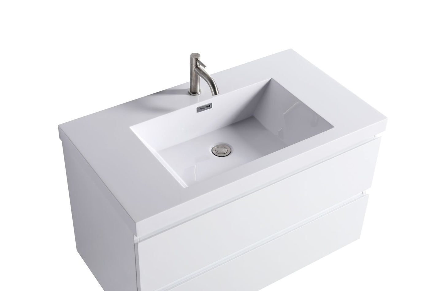 Waterpar® 35.43 in. L x 19.7 in. W x 21.65 in. H White Bathroom Cabinet with Single Resin Sink
