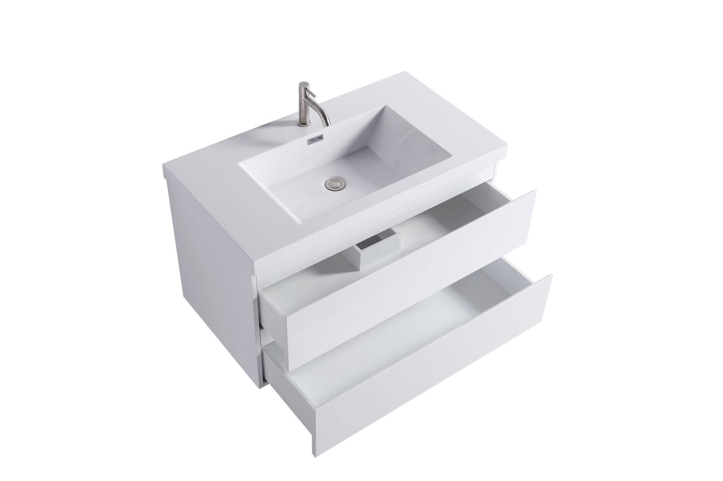 Waterpar® 35.43 in. L x 19.7 in. W x 21.65 in. H White Bathroom Cabinet with Single Resin Sink