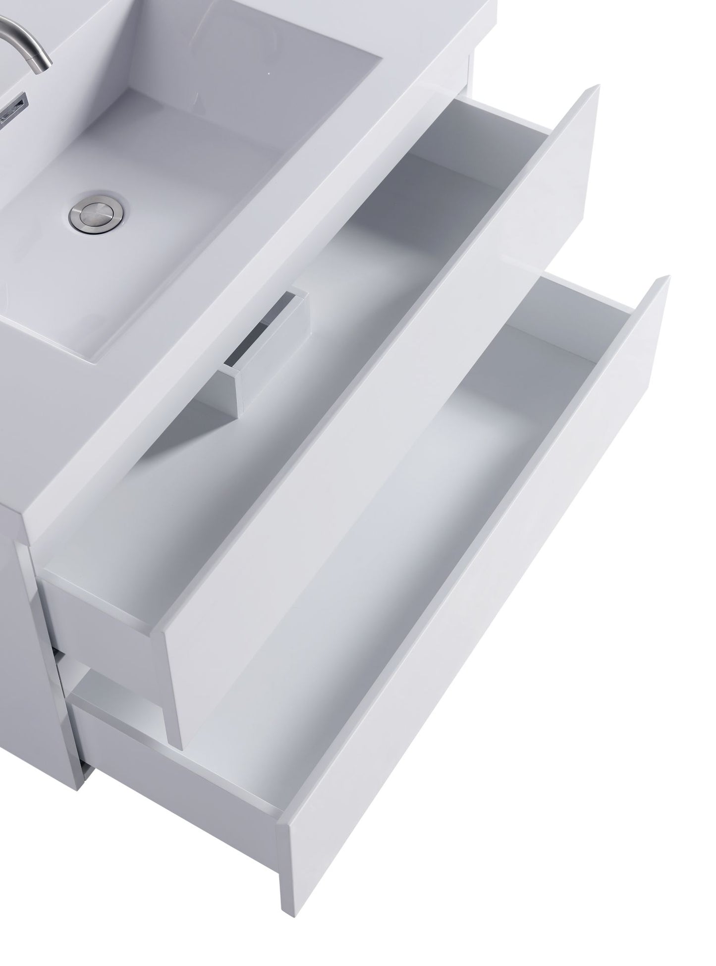 Waterpar® 35.43 in. L x 19.7 in. W x 21.65 in. H White Bathroom Cabinet with Single Resin Sink