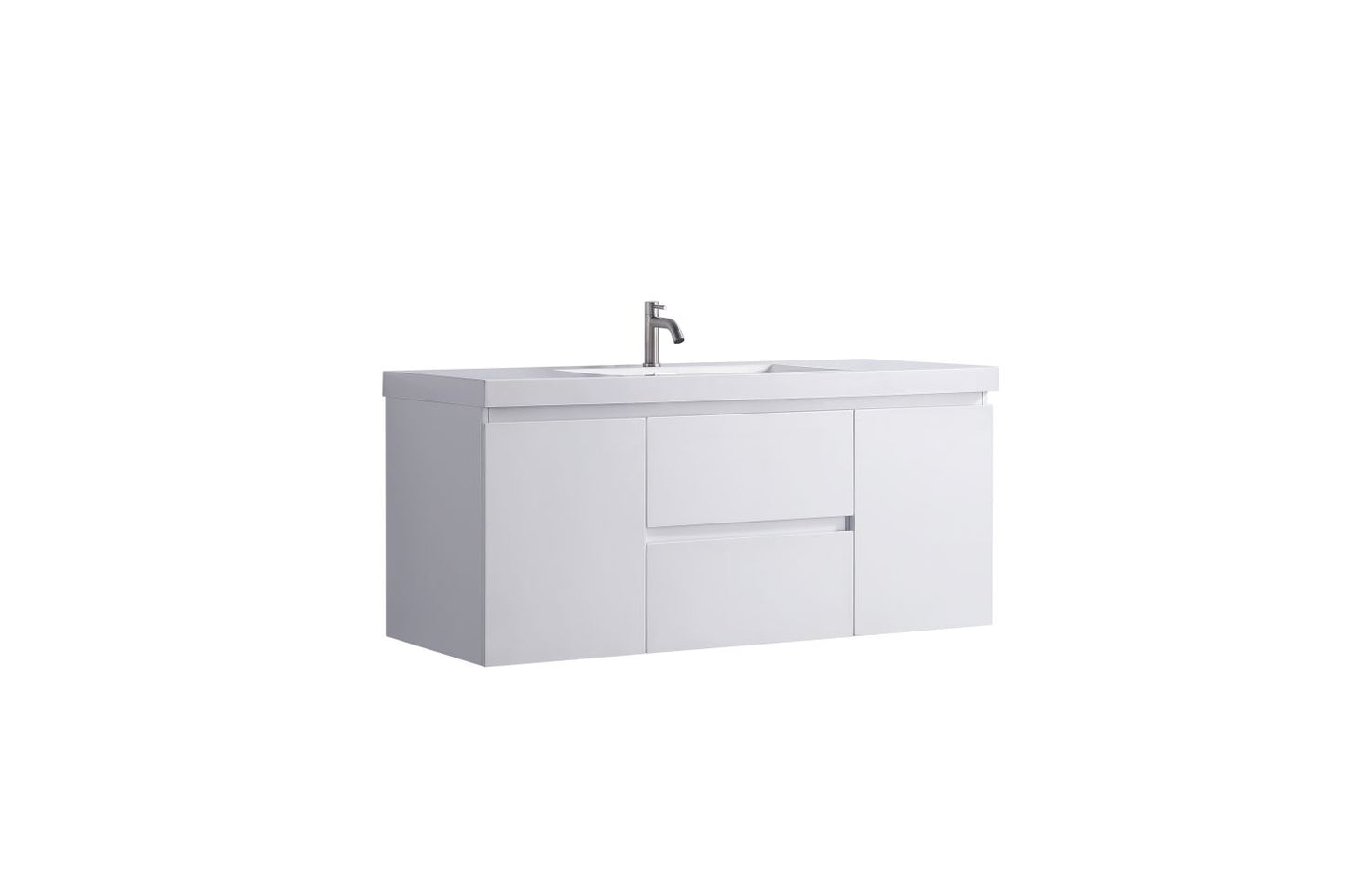 Waterpar® 47.4 in. L x 19.7 in. W x 21.65 in. H White Bathroom Cabinet with Single Resin Sink