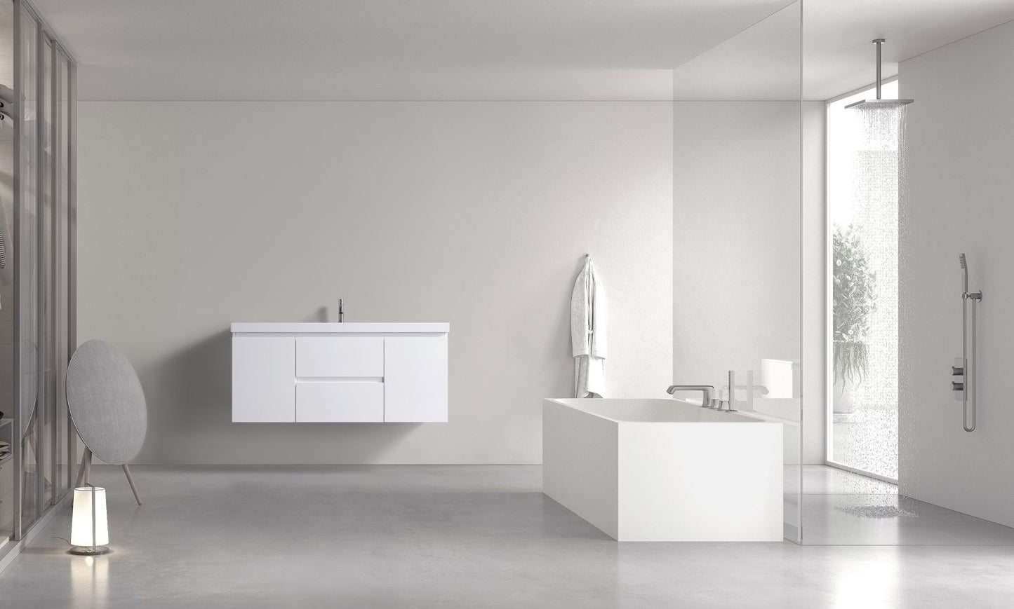 Waterpar® 47.4 in. L x 19.7 in. W x 21.65 in. H White Bathroom Cabinet with Single Resin Sink