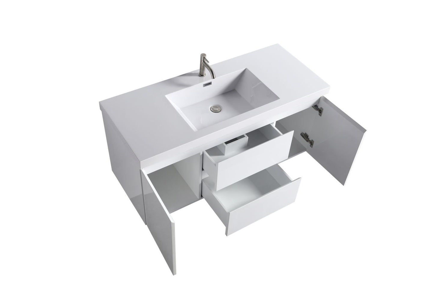 Waterpar® 47.4 in. L x 19.7 in. W x 21.65 in. H White Bathroom Cabinet with Single Resin Sink