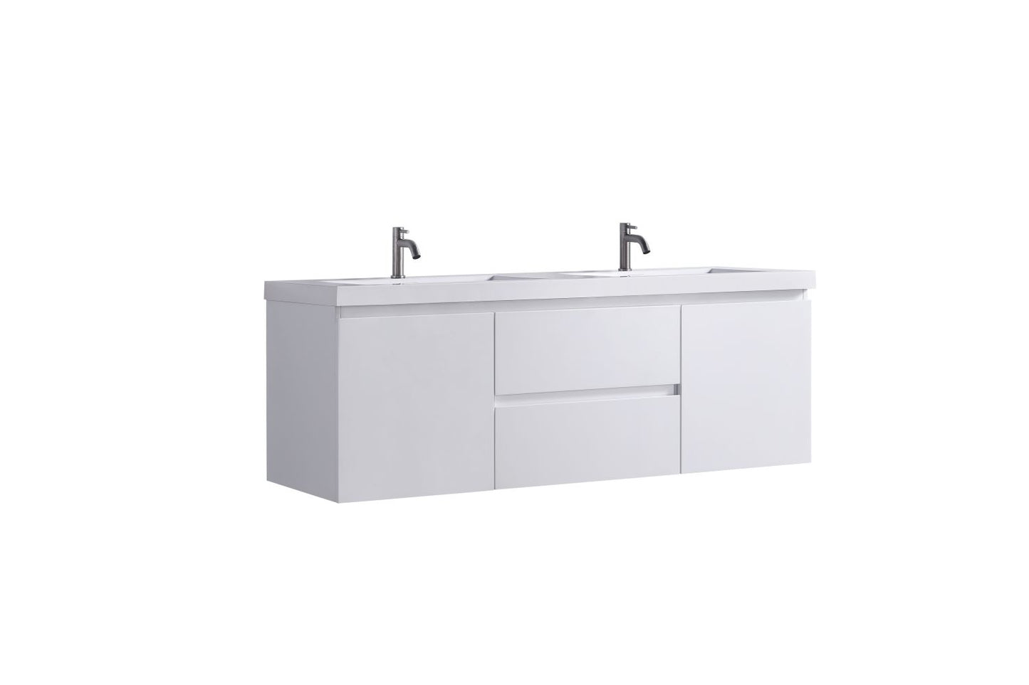 Waterpar® 59 in. L x 19.7 in. W x 21.65 in. H White Bathroom Cabinet with Single Resin Sink