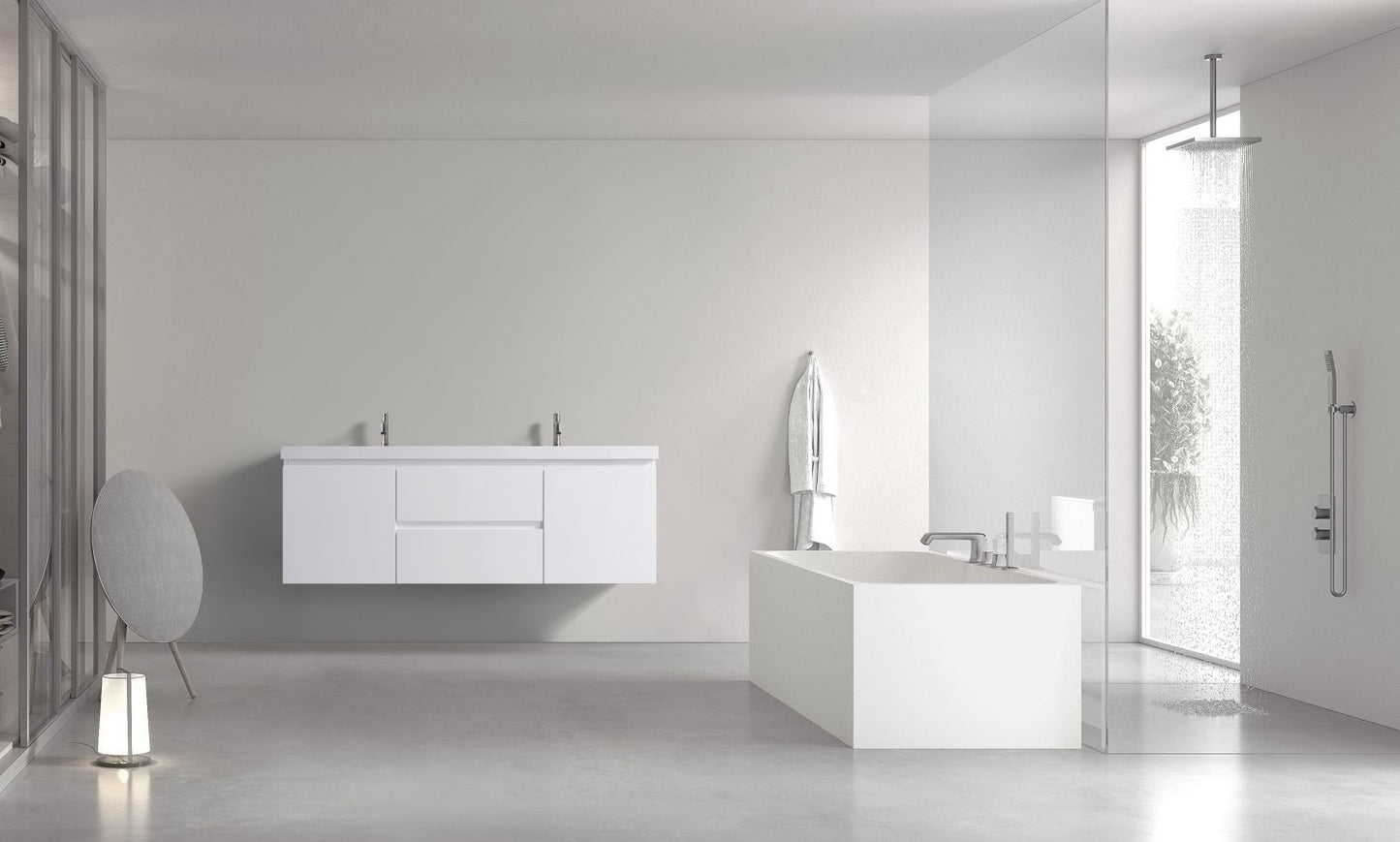 Waterpar® 59 in. L x 19.7 in. W x 21.65 in. H White Bathroom Cabinet with Single Resin Sink