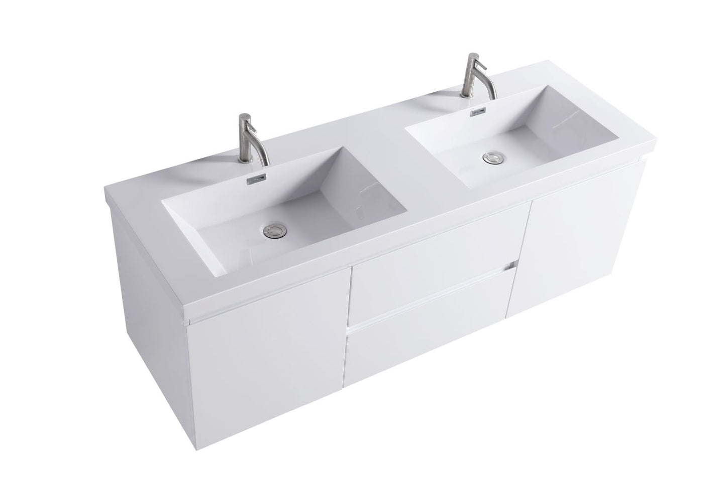 Waterpar® 59 in. L x 19.7 in. W x 21.65 in. H White Bathroom Cabinet with Single Resin Sink
