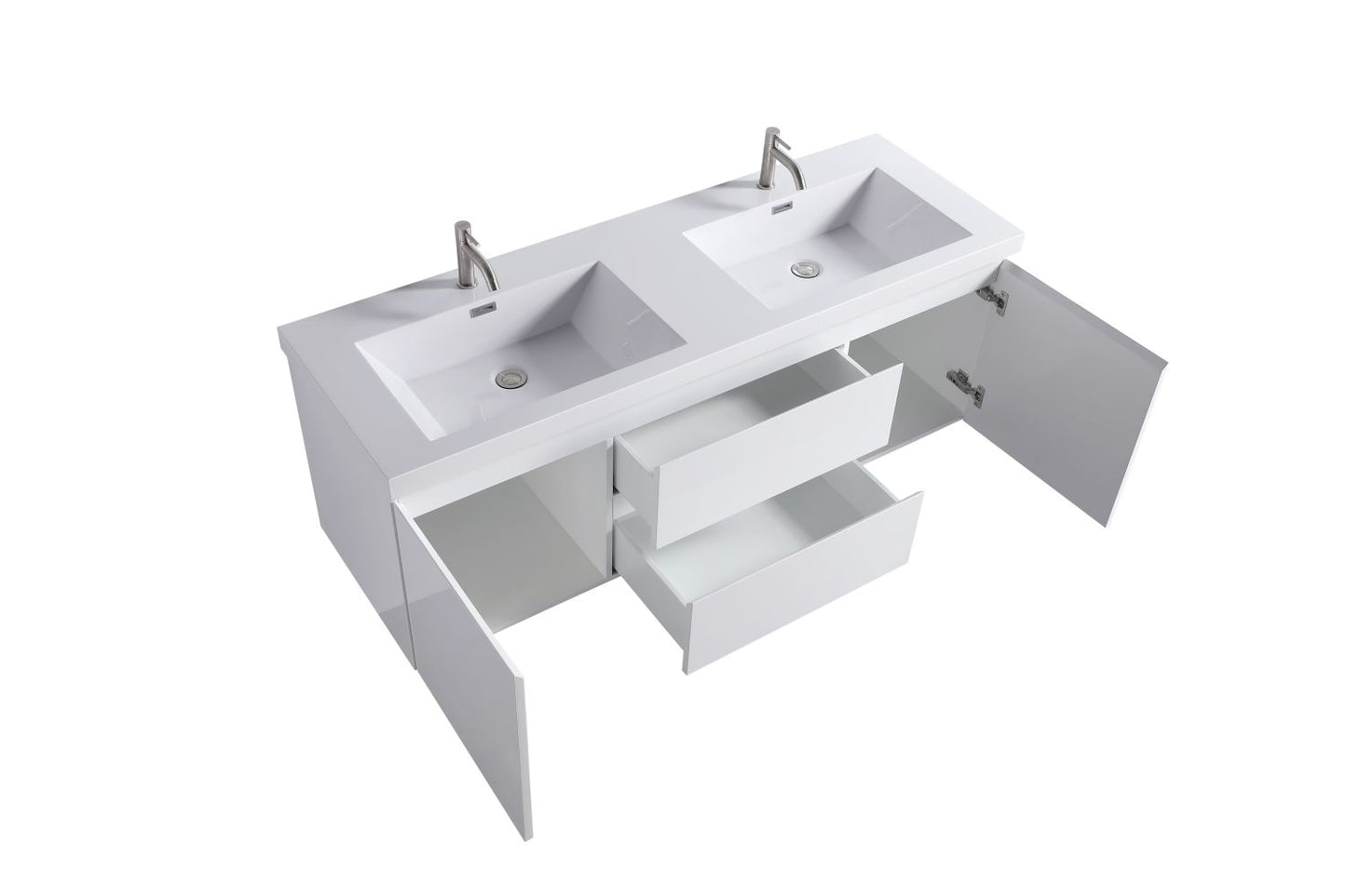 Waterpar® 59 in. L x 19.7 in. W x 21.65 in. H White Bathroom Cabinet with Single Resin Sink