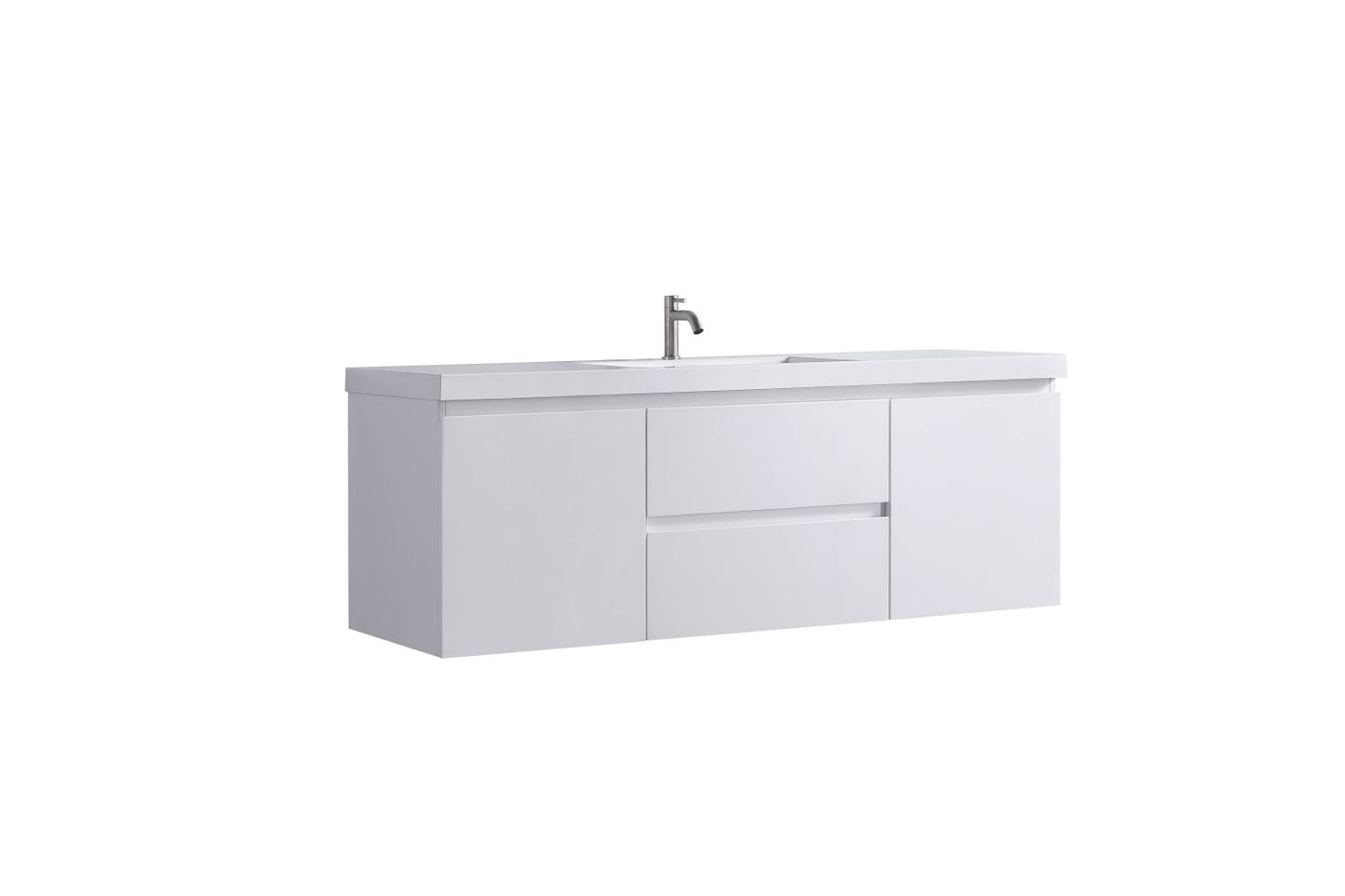 Waterpar® 59 in. L x 19.7 in. W x 21.65 in. H White Bathroom Cabinet with Single Resin Sink