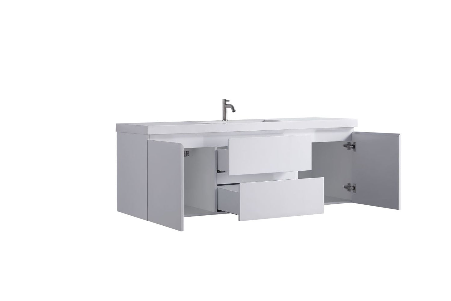 Waterpar® 59 in. L x 19.7 in. W x 21.65 in. H White Bathroom Cabinet with Single Resin Sink