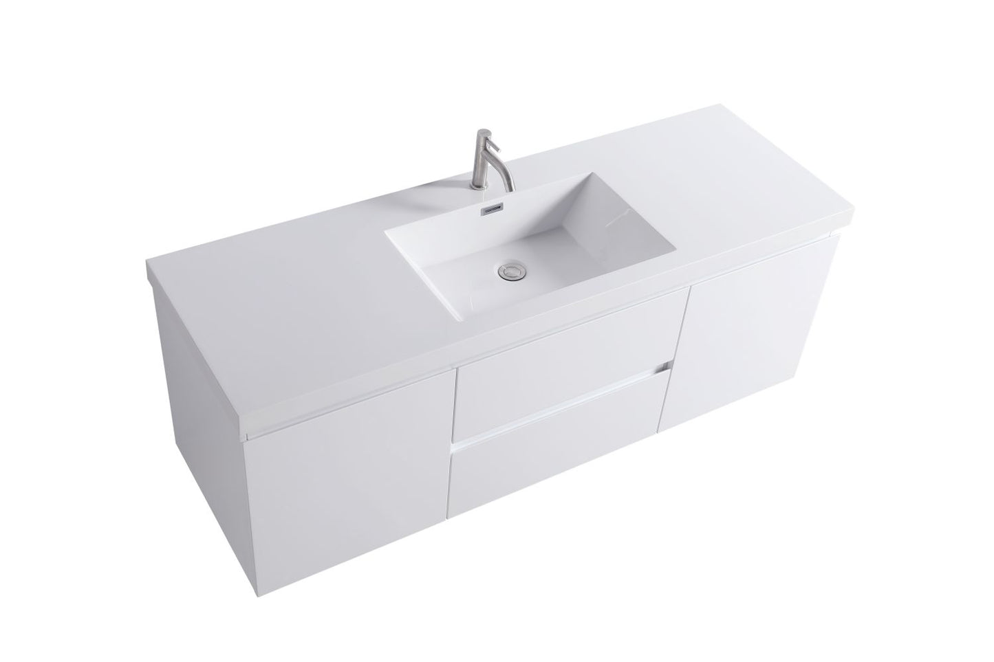 Waterpar® 59 in. L x 19.7 in. W x 21.65 in. H White Bathroom Cabinet with Single Resin Sink
