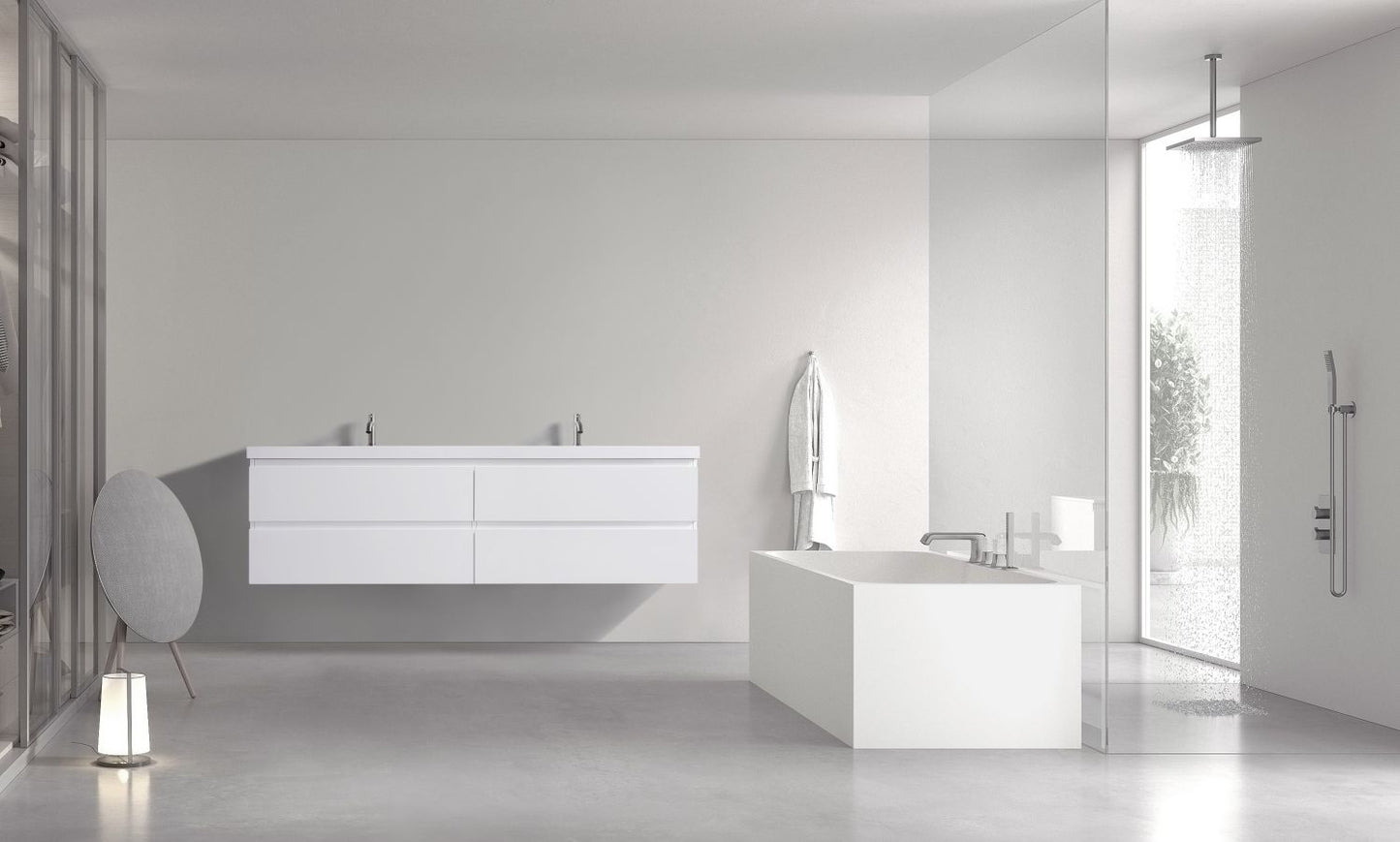 Waterpar® 70.87 in. L x 19.7 in. W x 21.65 in. H White Bathroom Cabinet with Single Resin Sink