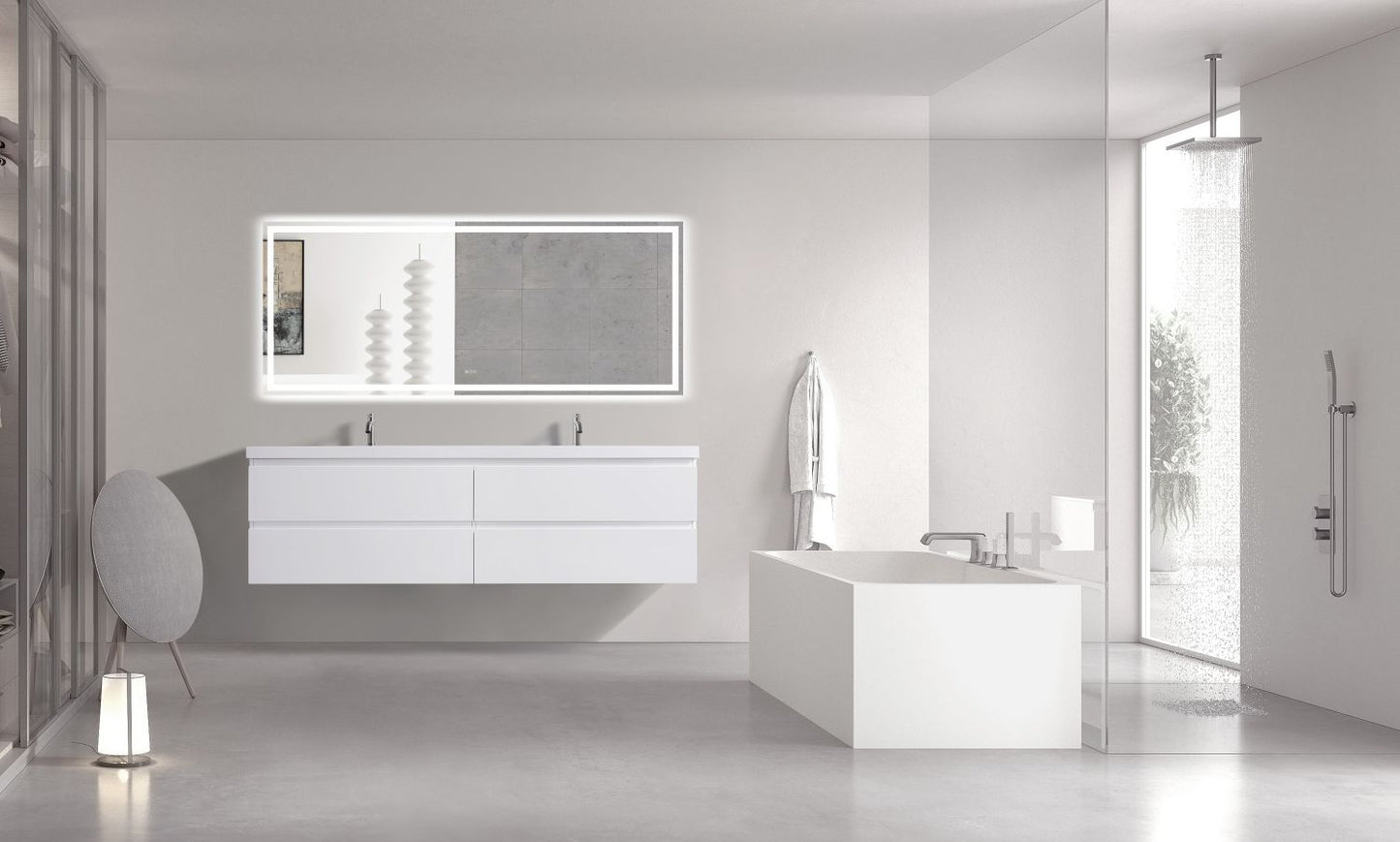 Waterpar® 70.87 in. L x 19.7 in. W x 21.65 in. H White Bathroom Cabinet with Single Resin Sink