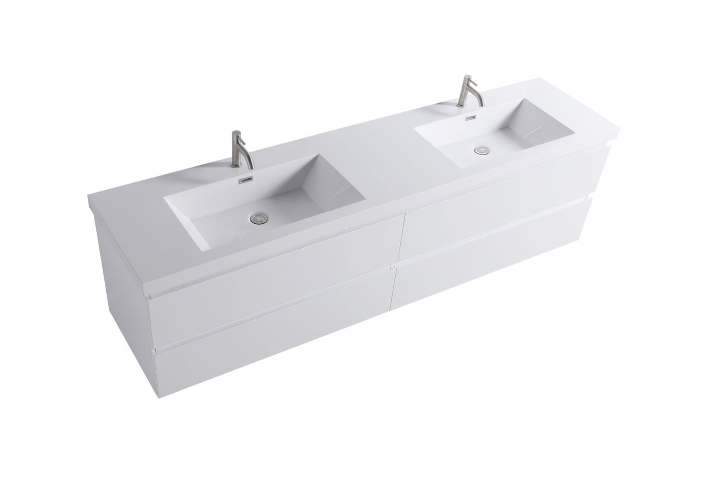Waterpar® 83.9 in. L x 19.7 in. W x 21.65 in. H White Bathroom Cabinet with Single Resin Sink
