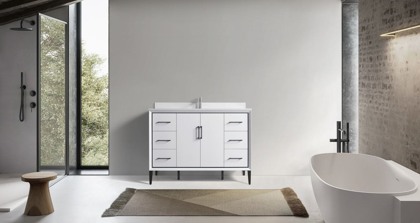 Waterpar® 48 in. L x 22 in. W x 35 in. H Bathroom Cabinet with Single Ceramic Sink