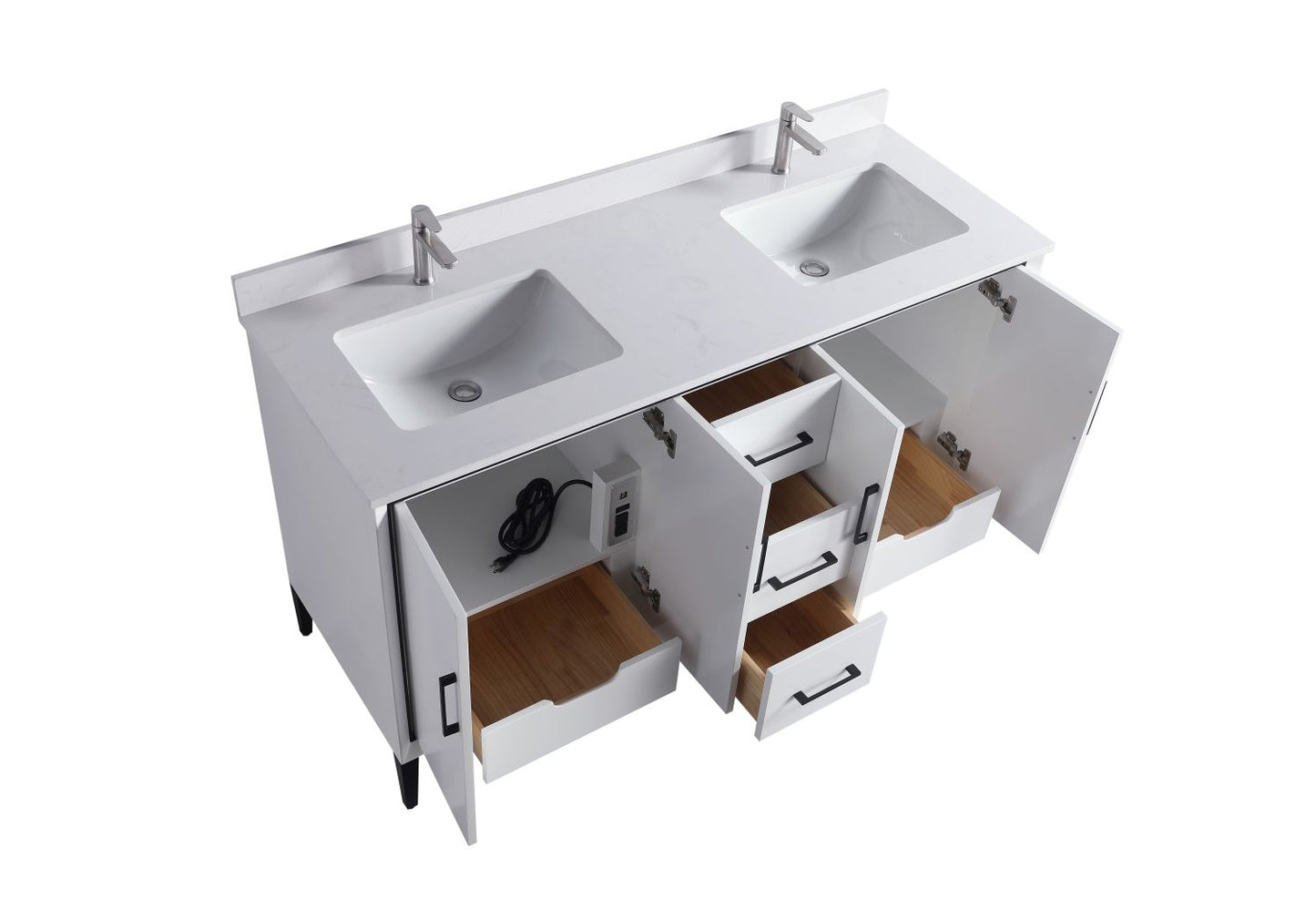 Waterpar® 60 in. L x 22 in. W x 35 in. H Bathroom Cabinet with Dual Ceramic Sink