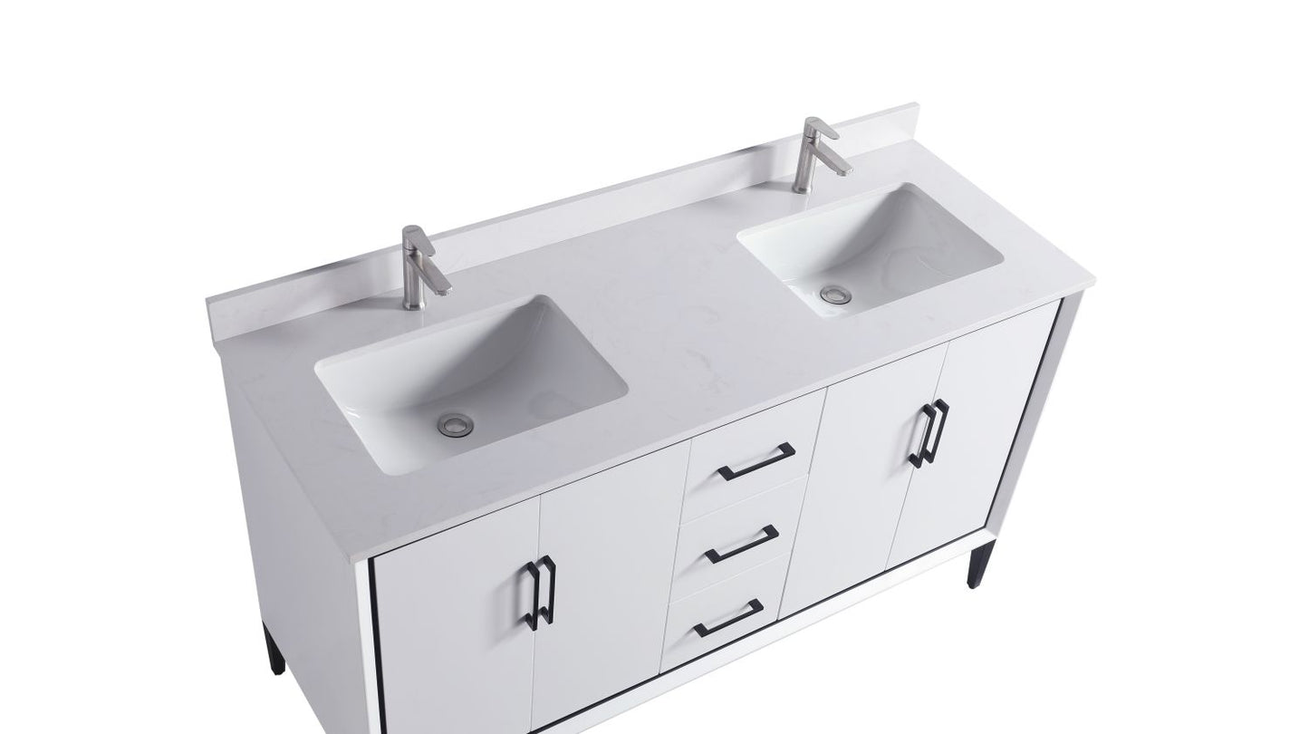 Waterpar® 60 in. L x 22 in. W x 35 in. H Bathroom Cabinet with Dual Ceramic Sink
