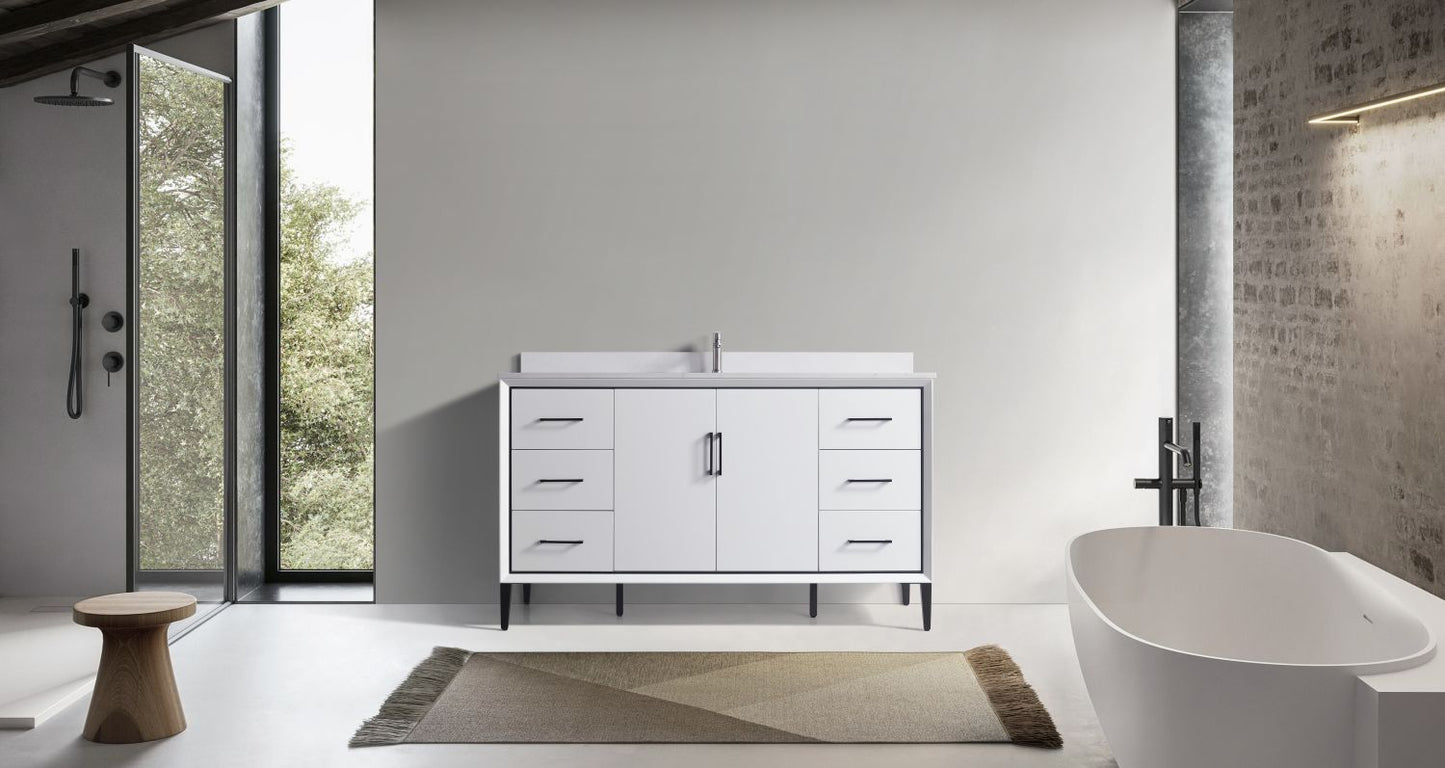 Waterpar® 60 in. L x 22 in. W x 35 in. H Bathroom Cabinet with Single Ceramic Sink