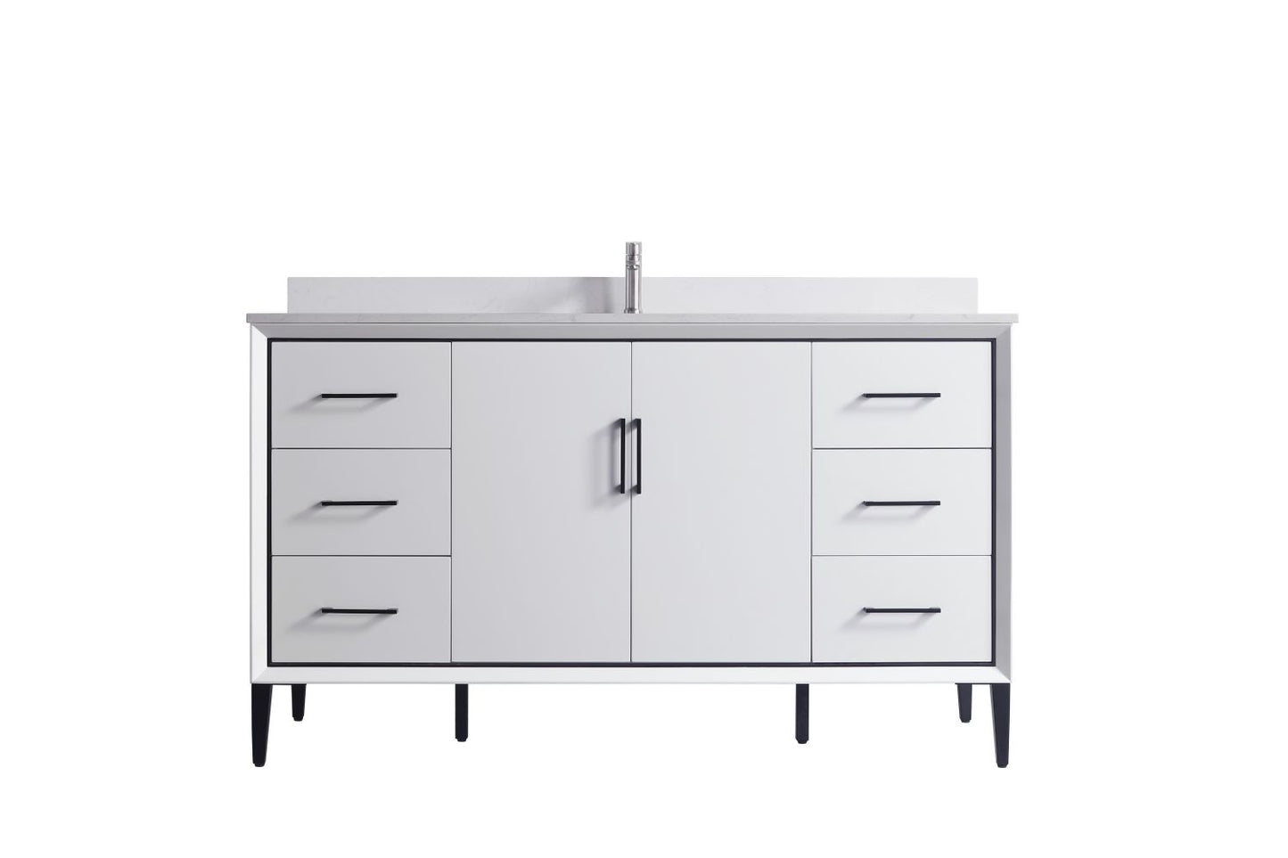 Waterpar® 60 in. L x 22 in. W x 35 in. H Bathroom Cabinet with Single Ceramic Sink