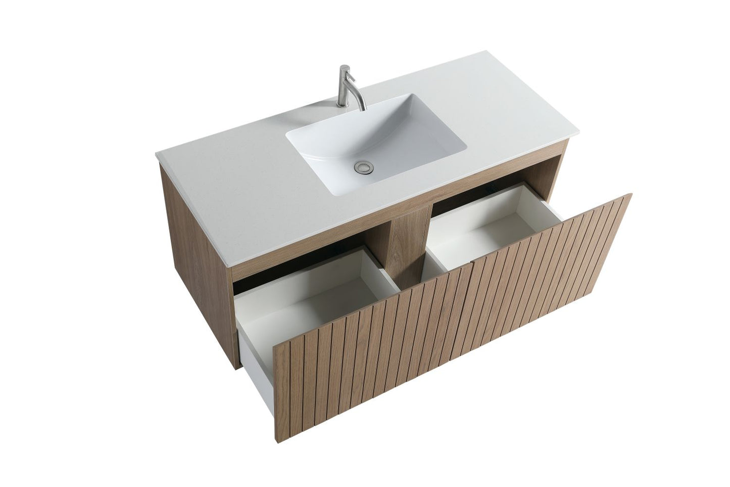 Waterpar® 48 in. L x 19.75 in. W x 20.16 in. H Natural Wood Bathroom Cabinet with White Ceramic Sink