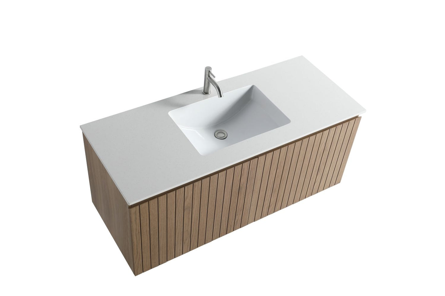 Waterpar® 48 in. L x 19.75 in. W x 20.16 in. H Natural Wood Bathroom Cabinet with White Ceramic Sink