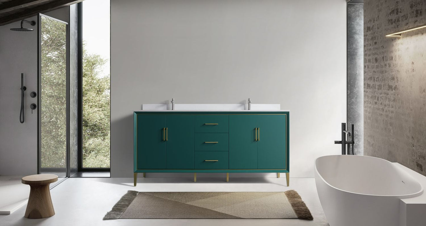 Waterpar® 72 in. L x 22 in. W x 35 in. H Bathroom Cabinet with Dual Ceramic Sink