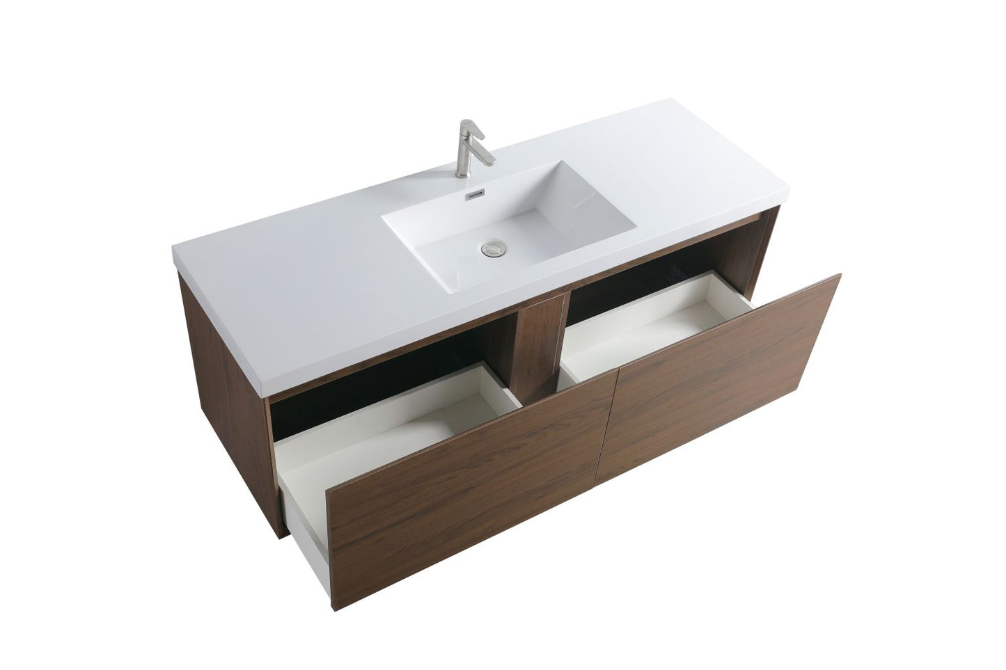 Waterpar® 59.25 in. L x 19.7 in. W x 21.65 in. H Natural Wood Bathroom Cabinet with White Resin Sink