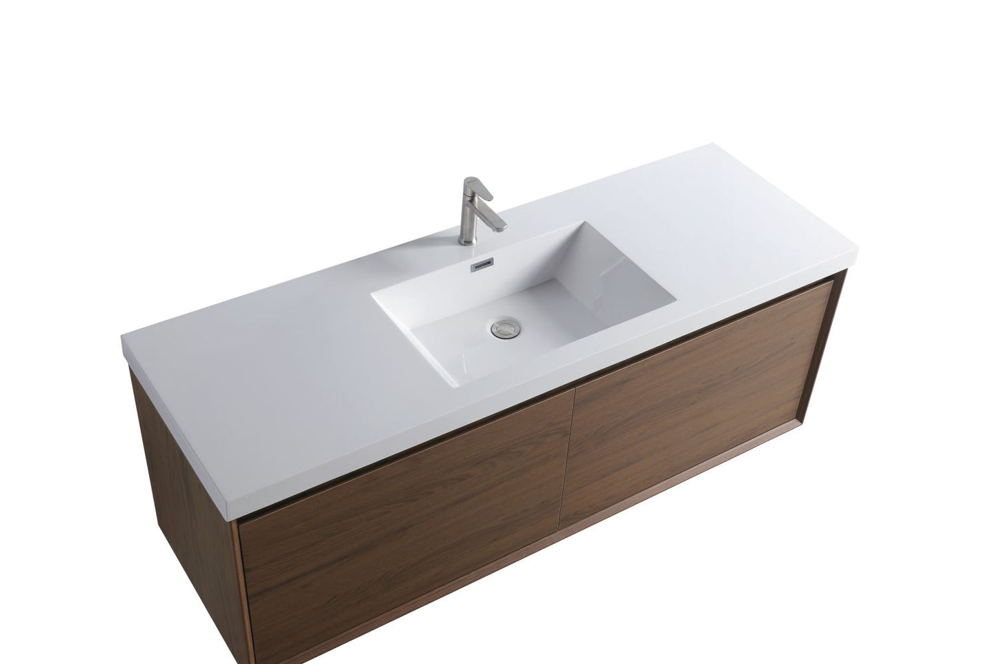 Waterpar® 59.25 in. L x 19.7 in. W x 21.65 in. H Natural Wood Bathroom Cabinet with White Resin Sink