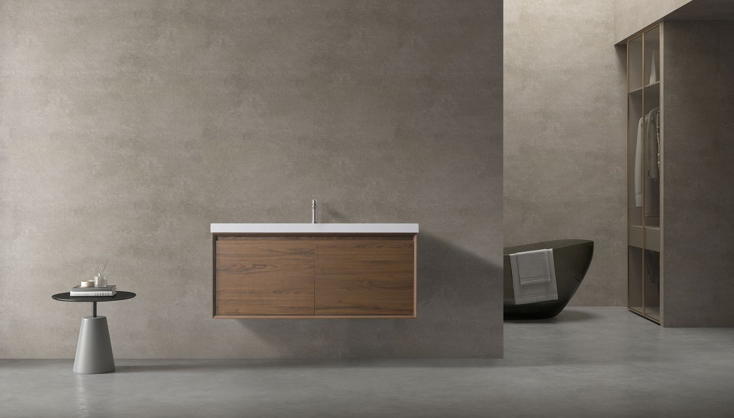 Waterpar® 47.32 in. L x 19.7 in. W x 21.65 in. H Natural Wood Bathroom Cabinet with White Resin Sink