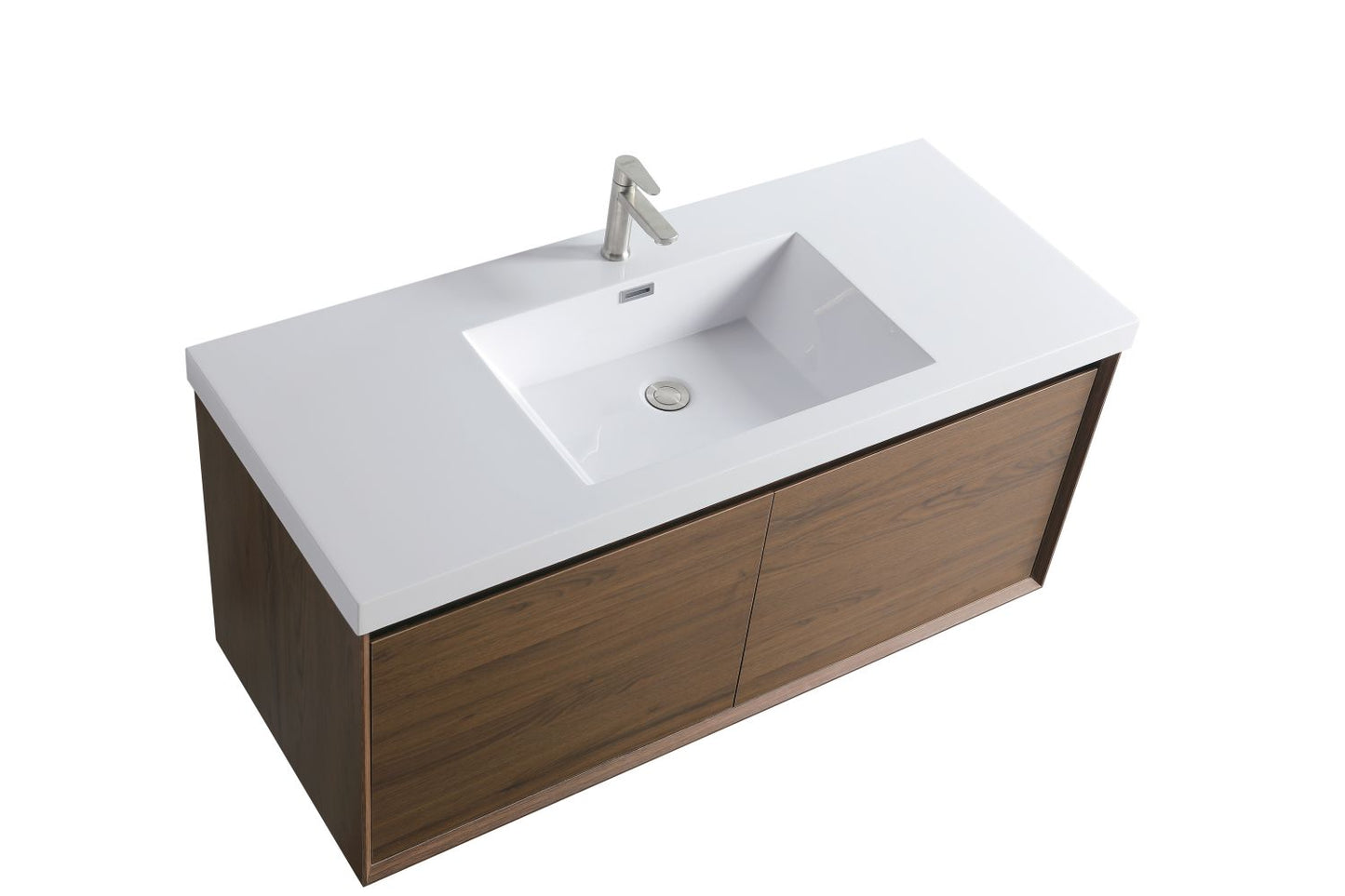 Waterpar® 47.32 in. L x 19.7 in. W x 21.65 in. H Natural Wood Bathroom Cabinet with White Resin Sink