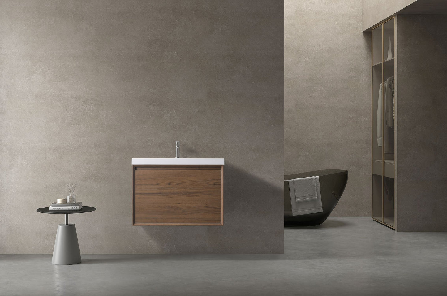 Waterpar® 29.65 in. L x 19.7 in. W x 21.65 in. H Natural Wood Bathroom Cabinet with White Resin Sink