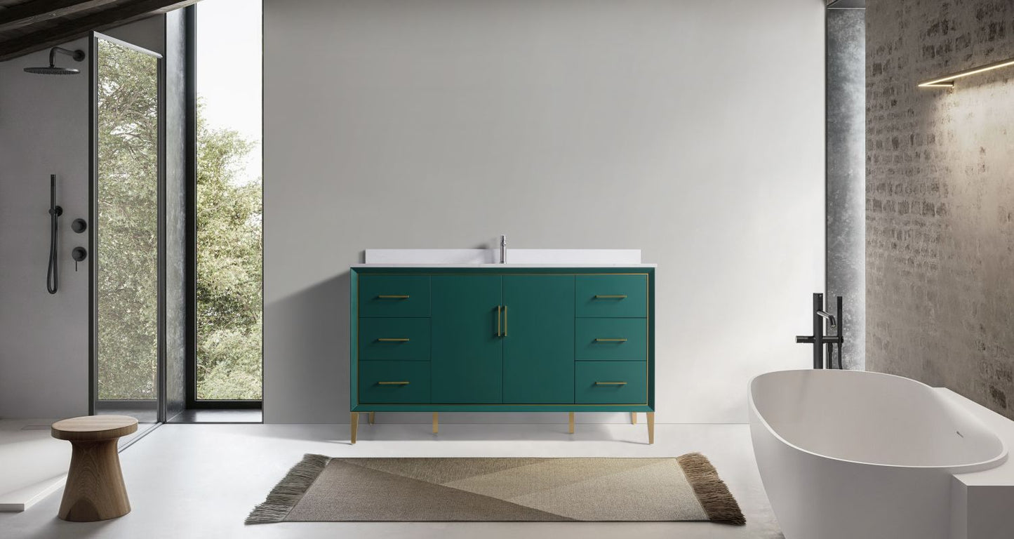 Waterpar® 60 in. L x 22 in. W x 35 in. H Bathroom Cabinet with Single Ceramic Sink