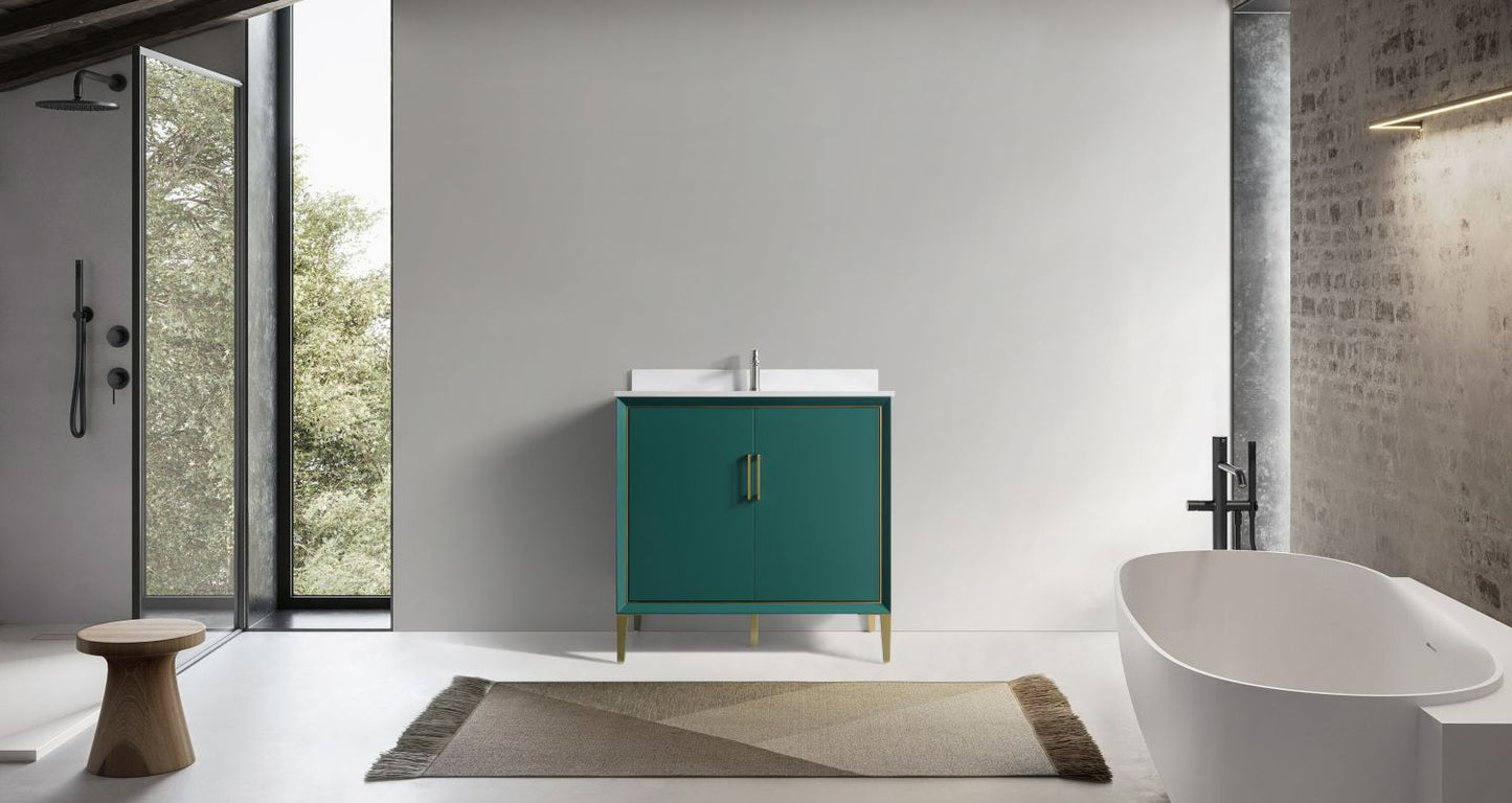 Waterpar® 36 in. L x 22 in. W x 35 in. H Bathroom Cabinet with Single Ceramic Sink