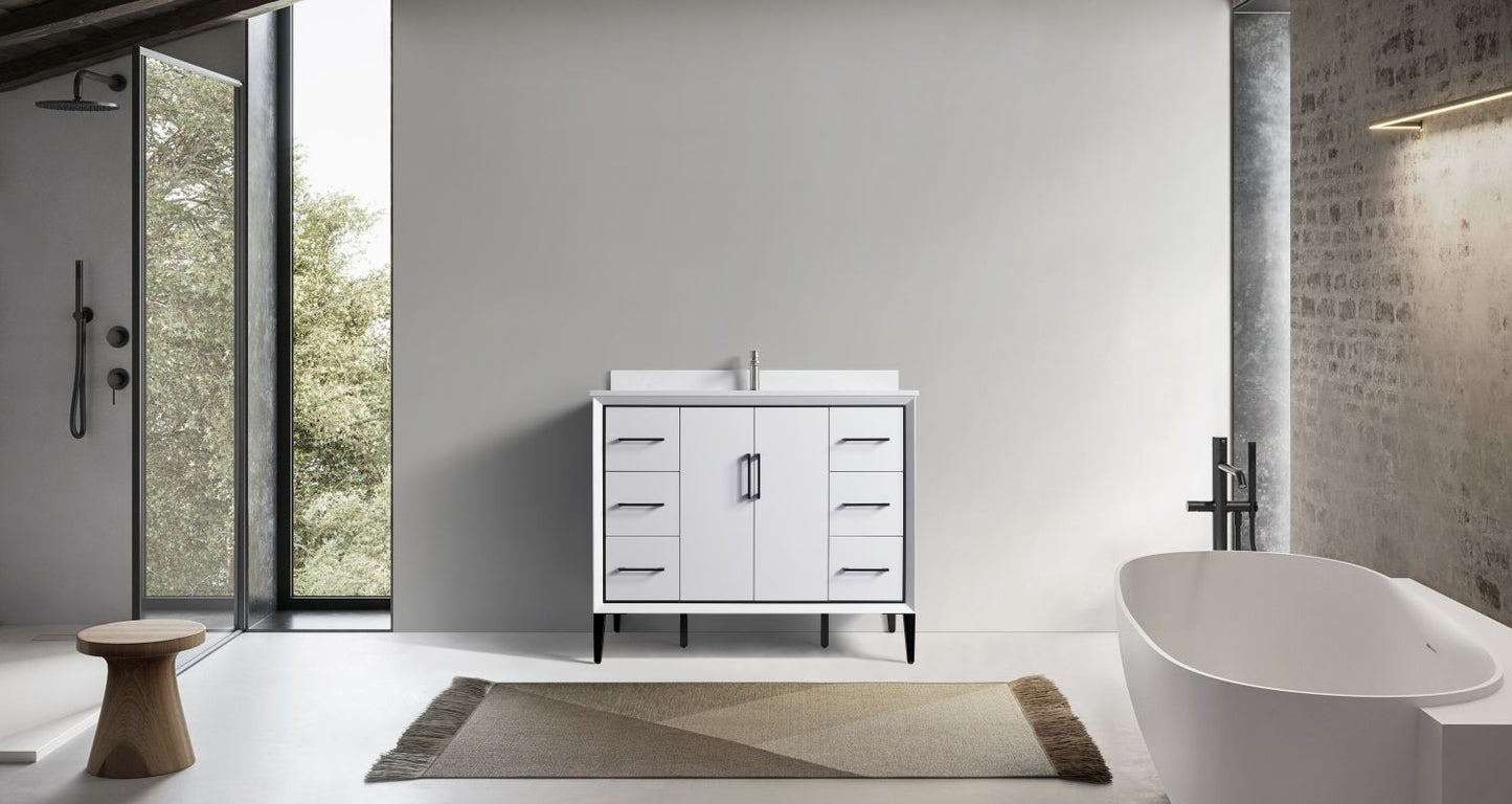 Waterpar® 42 in. L x 22 in. W x 35 in. H Bathroom Cabinet with Single Ceramic Sink