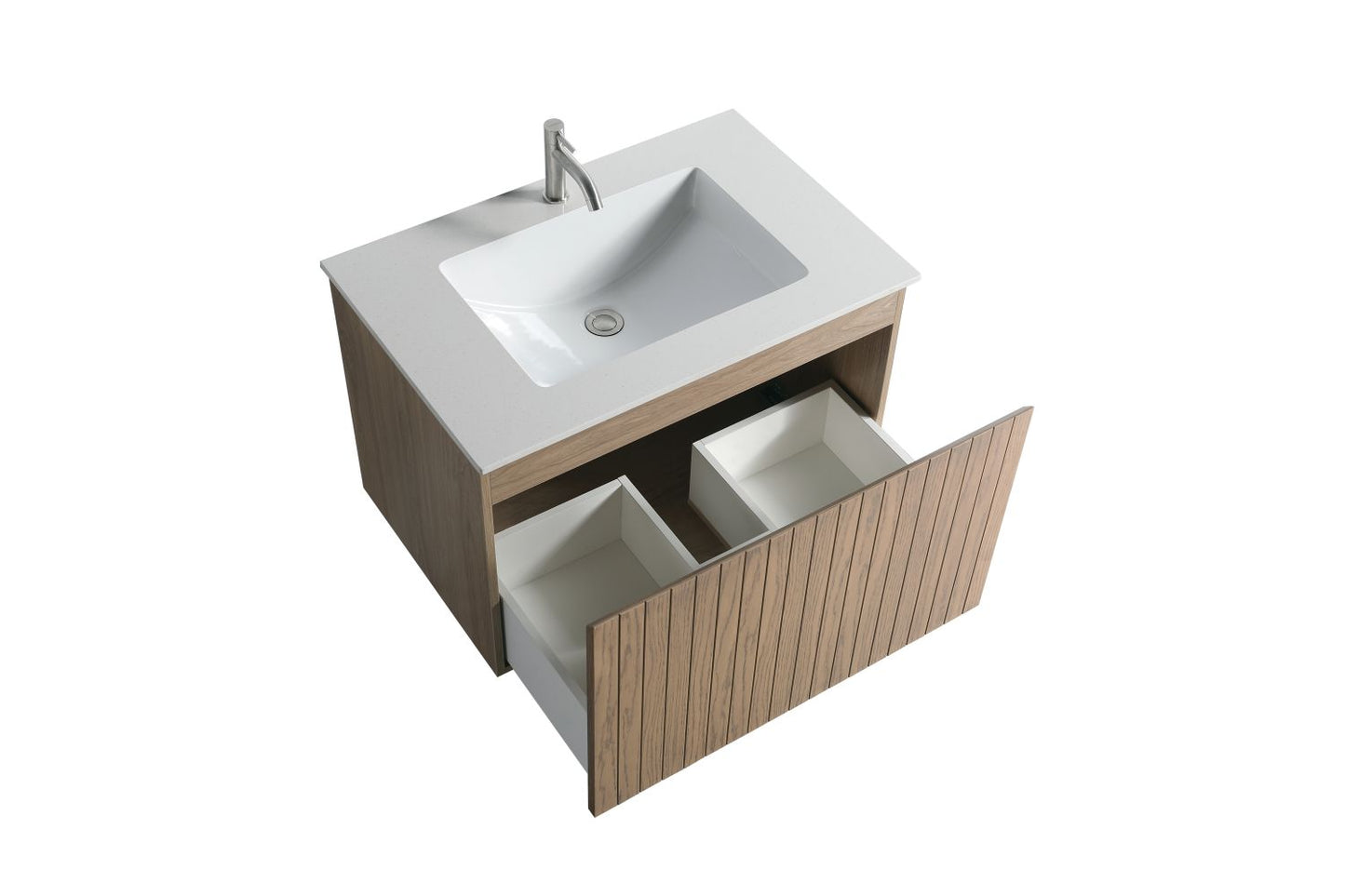Waterpar® 30 in. L x 19.75 in. W x 20.16 in. H Natural Wood Bathroom Cabinet with White Ceramic Sink