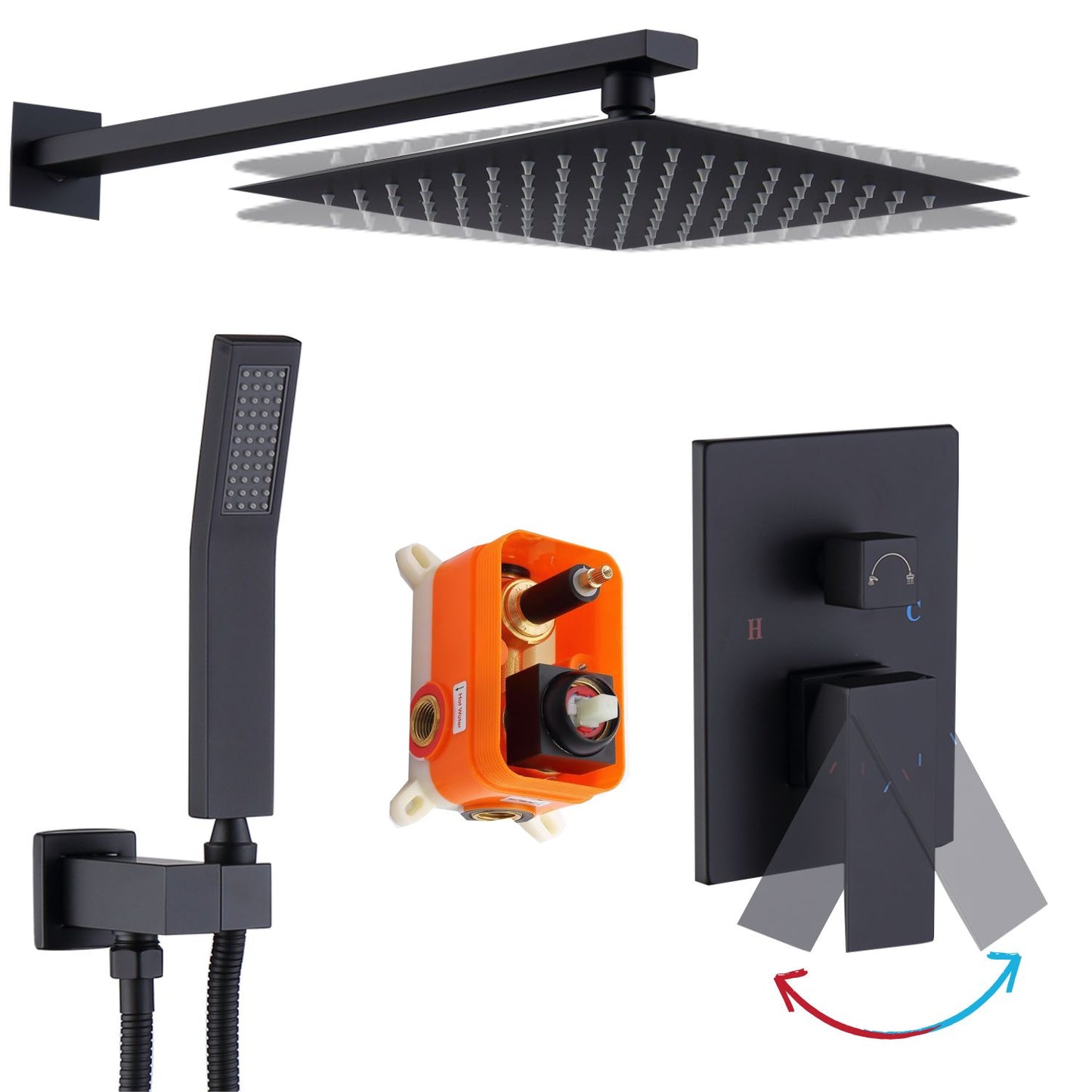 Waterpar®  1-spray Wall Mount Fixed and Handheld Shower Head