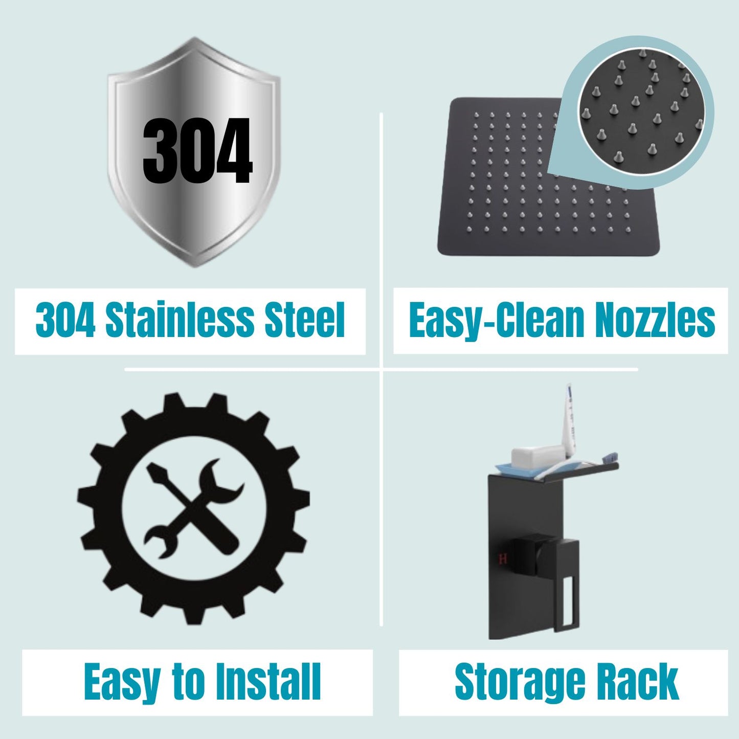 Waterpar®  Wall Mount Fixed and Handheld Shower Head with Storage Rack