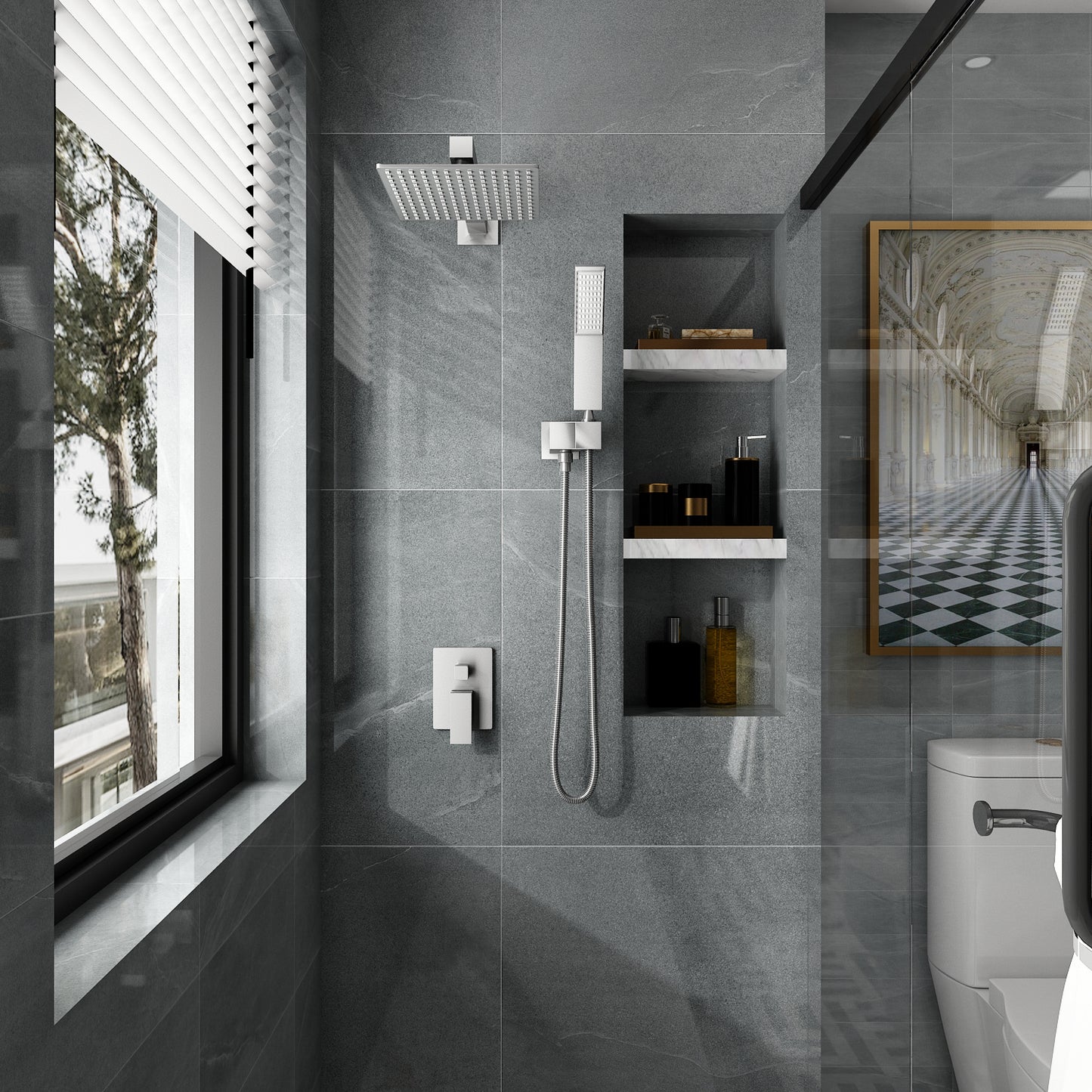 Waterpar®  1-spray Wall Mount Fixed and Handheld Shower Head