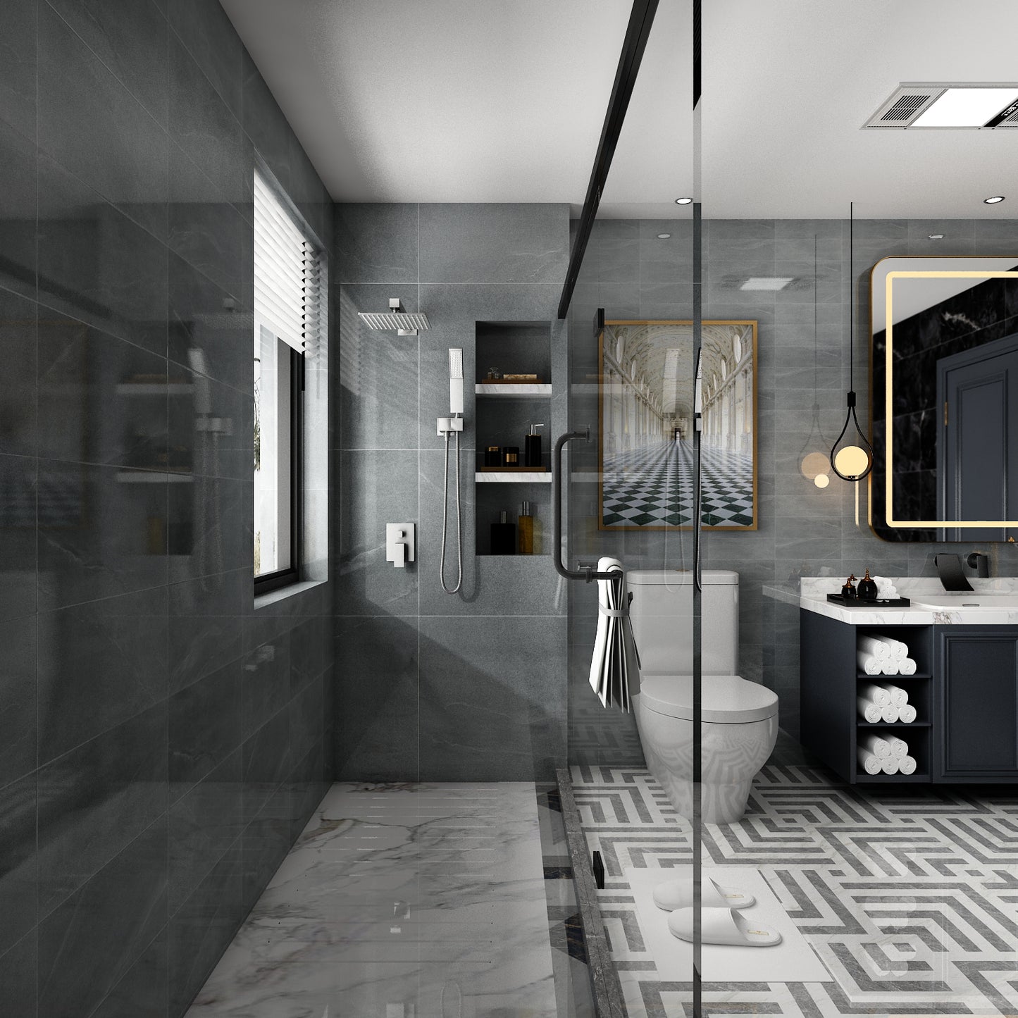 Waterpar®  1-spray Wall Mount Fixed and Handheld Shower Head