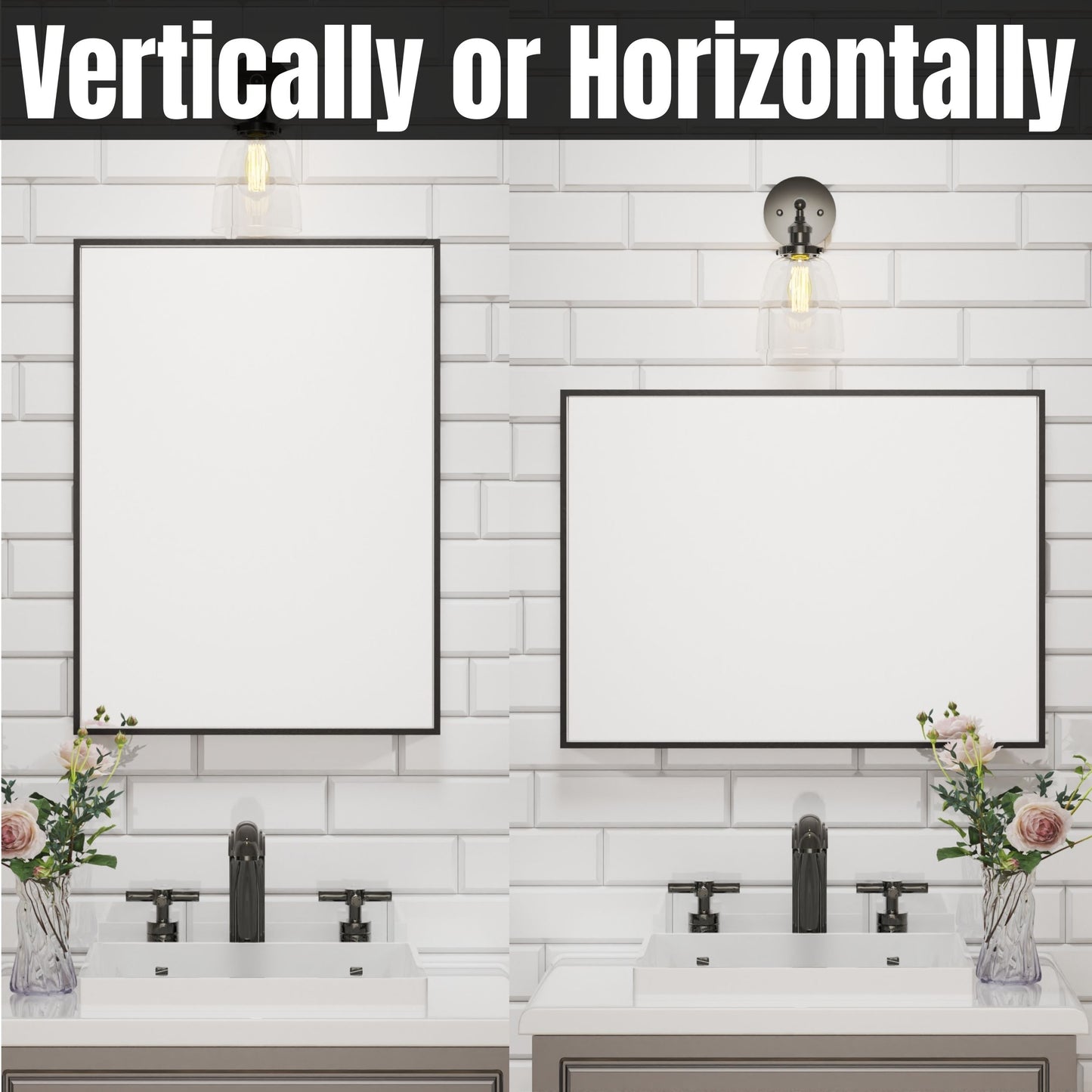 Waterpar® 60 in. W x 28 in. H Rectangular Aluminum Framed Wall Bathroom Vanity Mirror