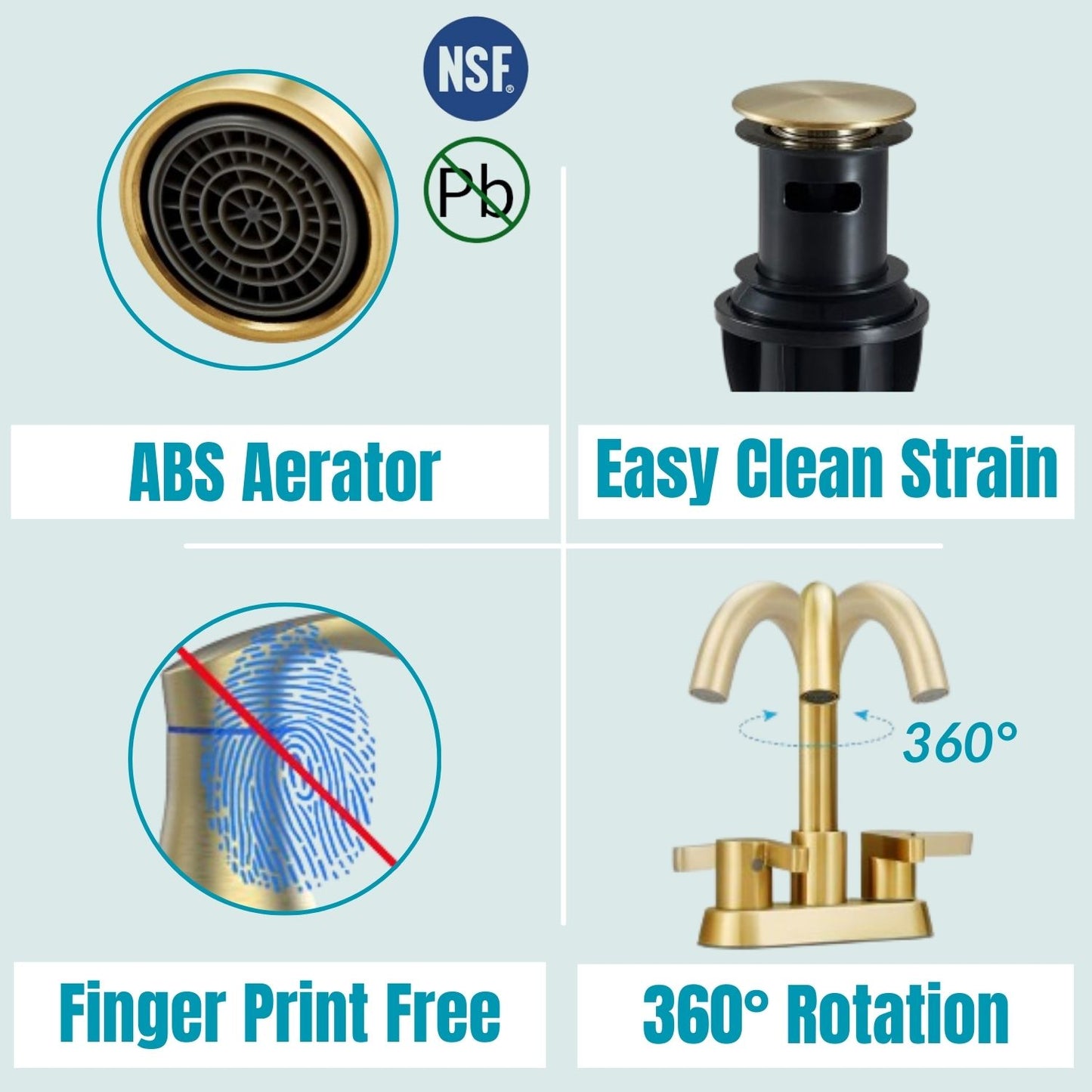 Waterpar® 4 in. Centerset Double Handle Bathroom Faucet with Supply Hose and Pop-up Drain