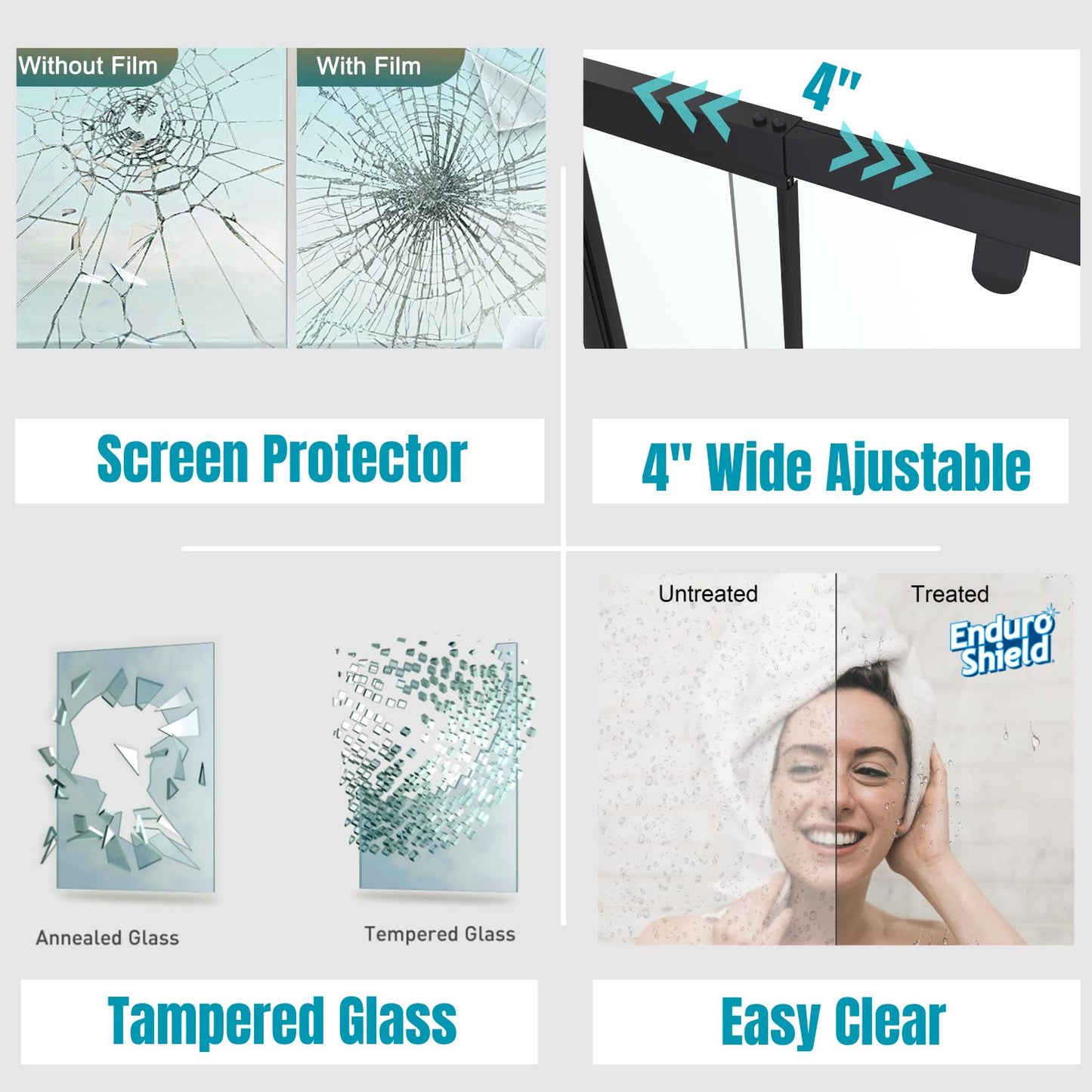 Waterper® 28 in. to 32 in. W x 72 in. H Framed Pivot Shower Door in Black with Clear Glass